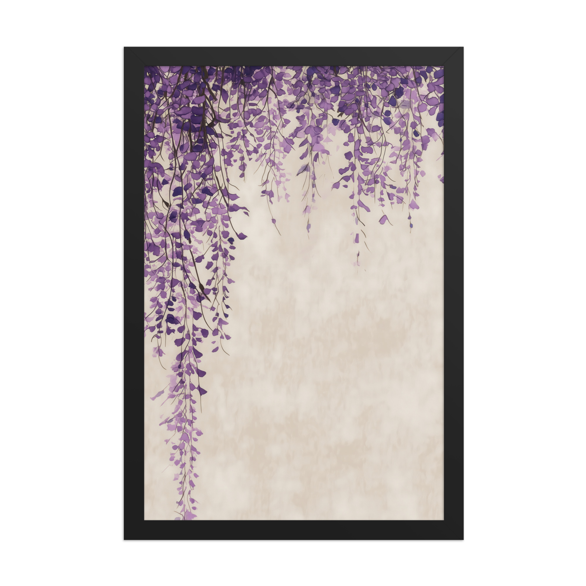 enhanced-matte-paper-framed-poster-in-black-12x18-front-68f9c30dba265.jpg Wisteria Cascade — Japandi Hanging Floral Wall Decor — Framed Poster - Image 4