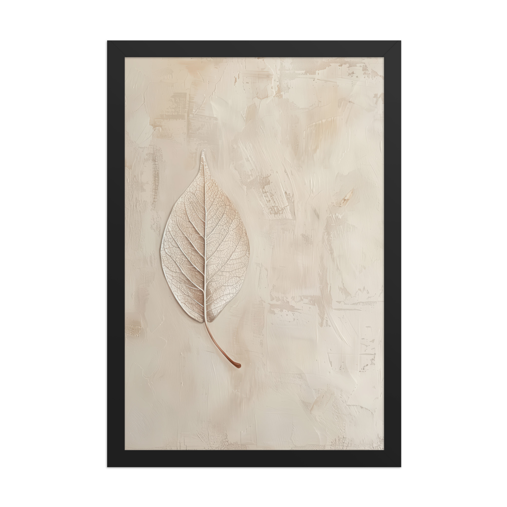 enhanced-matte-paper-framed-poster-in-black-12x18-front-68f9c345b3433.jpg Wabi-Sabi Leaf II — Neutral Textured Botanical Wall Art — Framed Poster - Image 5