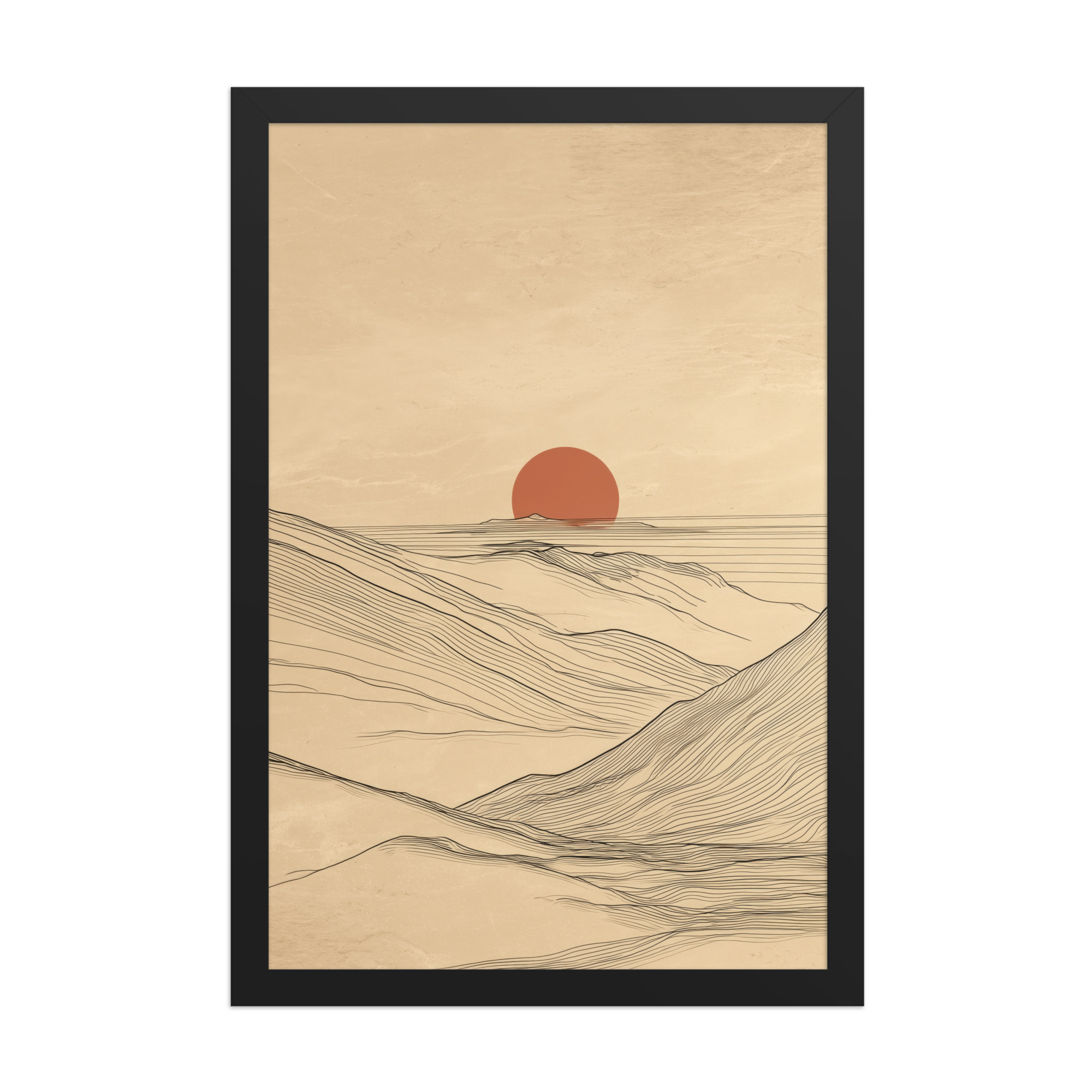 enhanced-matte-paper-framed-poster-in-black-12x18-front-68f9c56b9fade.jpg Desert Horizon — Japandi Desert Line Landscape Wall Art — Framed Poster - Image 3