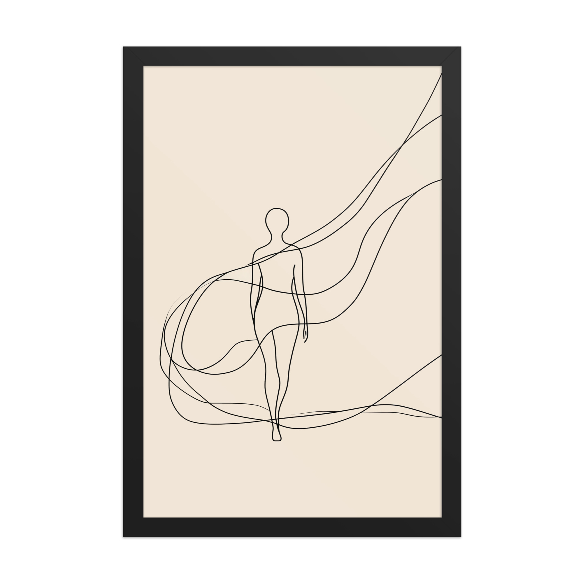 enhanced-matte-paper-framed-poster-in-black-12x18-front-68f9c6918a63f.jpg Graceful Flow — Minimalist Single-Line Figure Wall Art — Framed Poster - Image 3