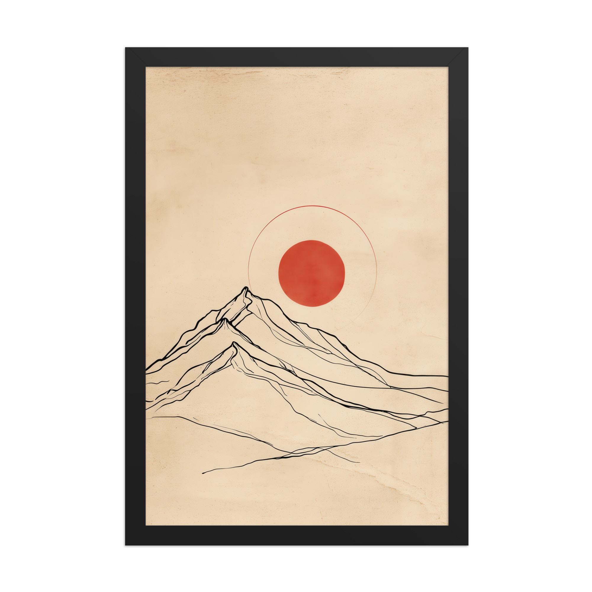 enhanced-matte-paper-framed-poster-in-black-12x18-front-68f9c98ca6167.jpg Eternal Sun — Minimal Mountain and Red Sun Wall Art — Framed Poster - Image 3
