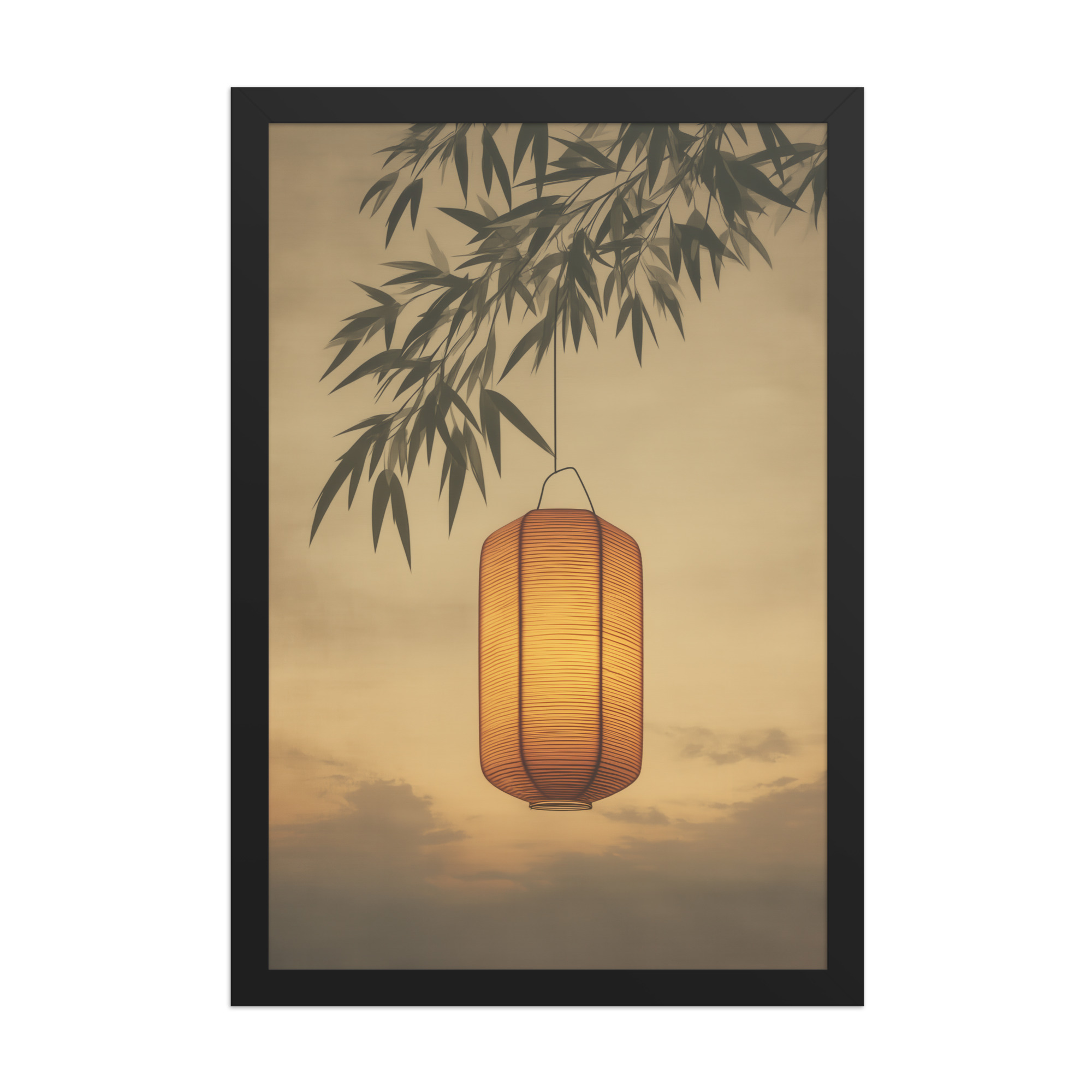 enhanced-matte-paper-framed-poster-in-black-12x18-front-68f9cb4c46f59.jpg Lantern Glow — Japanese Lantern Minimal Wall Decor — Framed Poster - Image 4