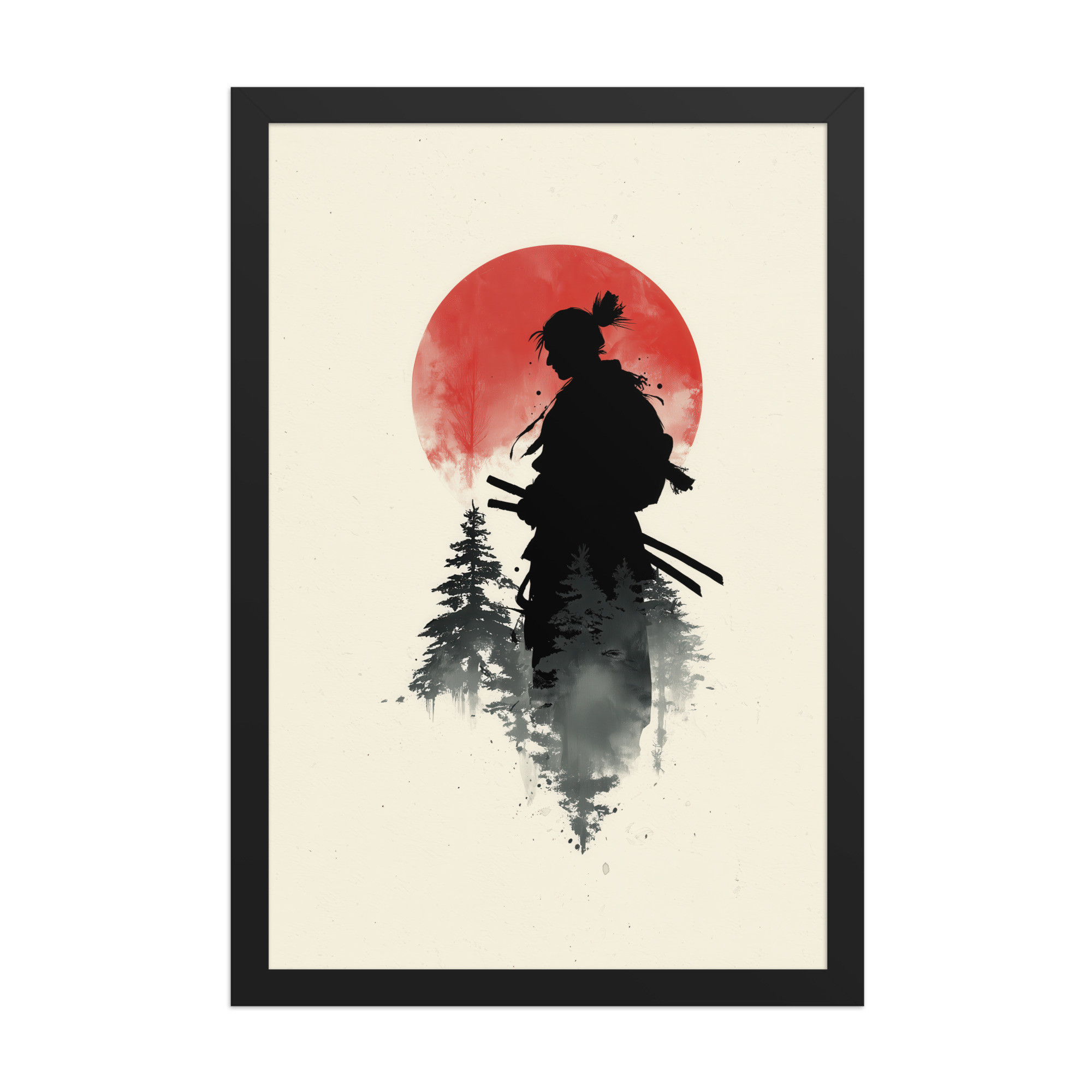 enhanced-matte-paper-framed-poster-in-black-12x18-front-68fa15d359025.jpg Silent Watch Samurai II – Minimalist Japandi Samurai Minimal Japanese Decor – Framed Poster - Image 5