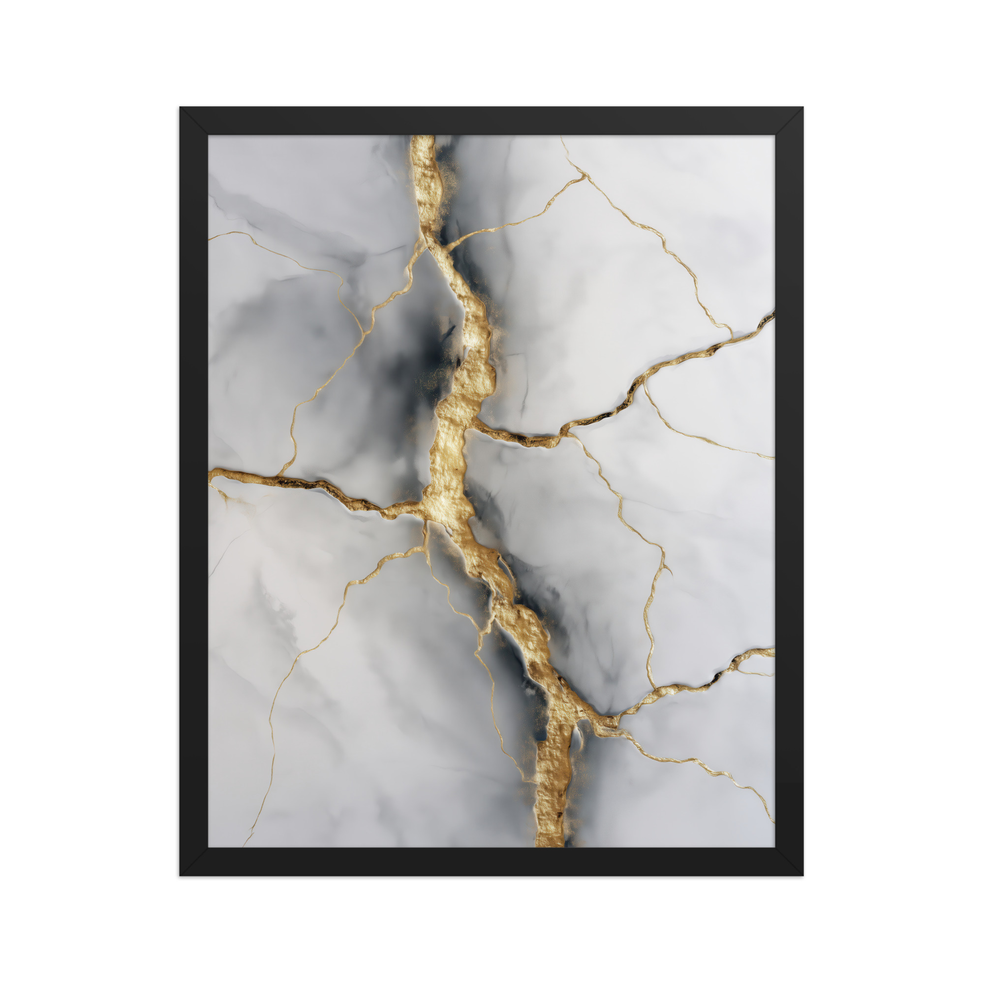 enhanced-matte-paper-framed-poster-in-black-16x20-front-68f88a4fd3e9b.jpg Kintsugi Cracks I — Marble Abstract with Gold Veining Wall Art — Framed Poster - Image 2