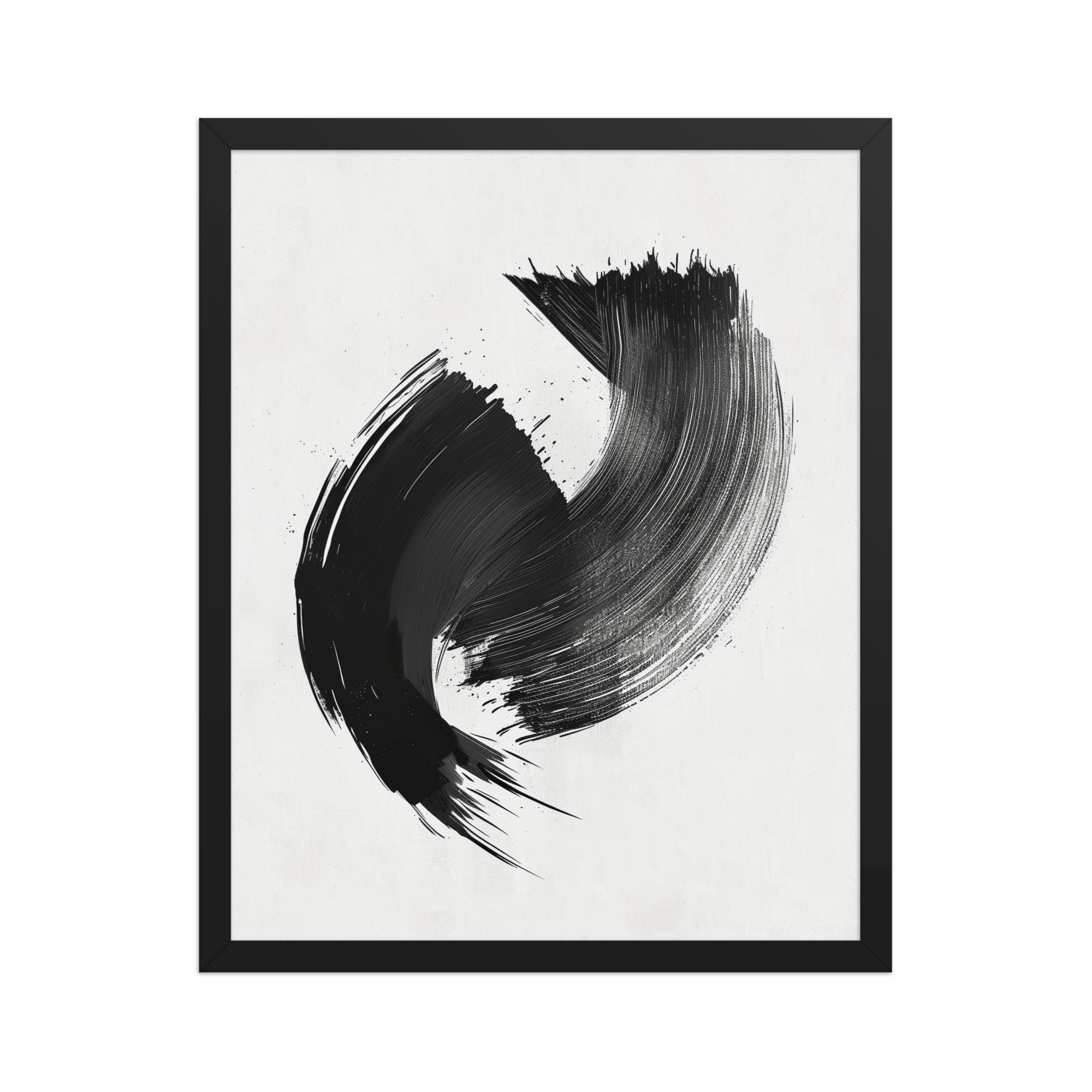 enhanced-matte-paper-framed-poster-in-black-16x20-front-68f88ea6d38e1.jpg Brushstroke Swirl — Zen Sumi-e Ink Abstract Wall Decor — Framed Poster - Image 5