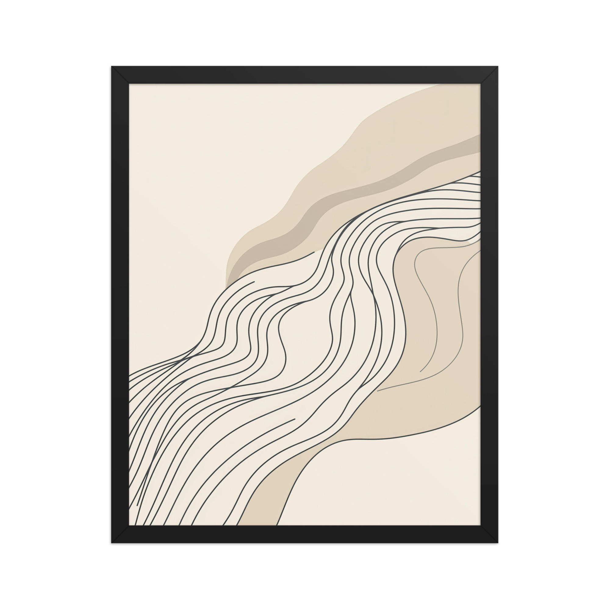 enhanced-matte-paper-framed-poster-in-black-16x20-front-68f8971808188.jpg Soft Line Flow — Minimal Warm Neutral Color Abstract Line Art — Framed Poster - Image 3