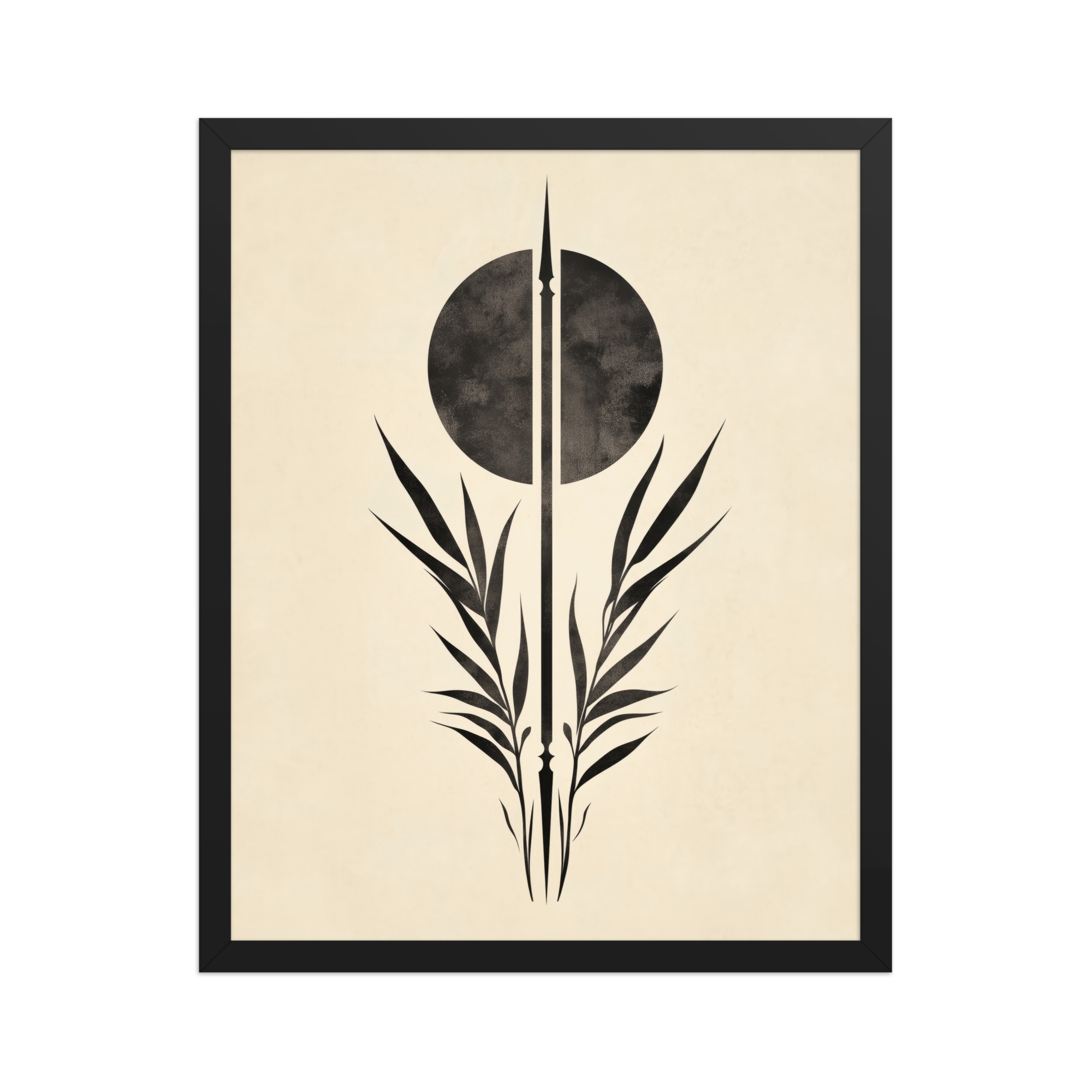 enhanced-matte-paper-framed-poster-in-black-16x20-front-68f89857c75d0.jpg Zen Botanical Emblem — Minimal Botanical Ink Wall Art — Framed Poster - Image 4