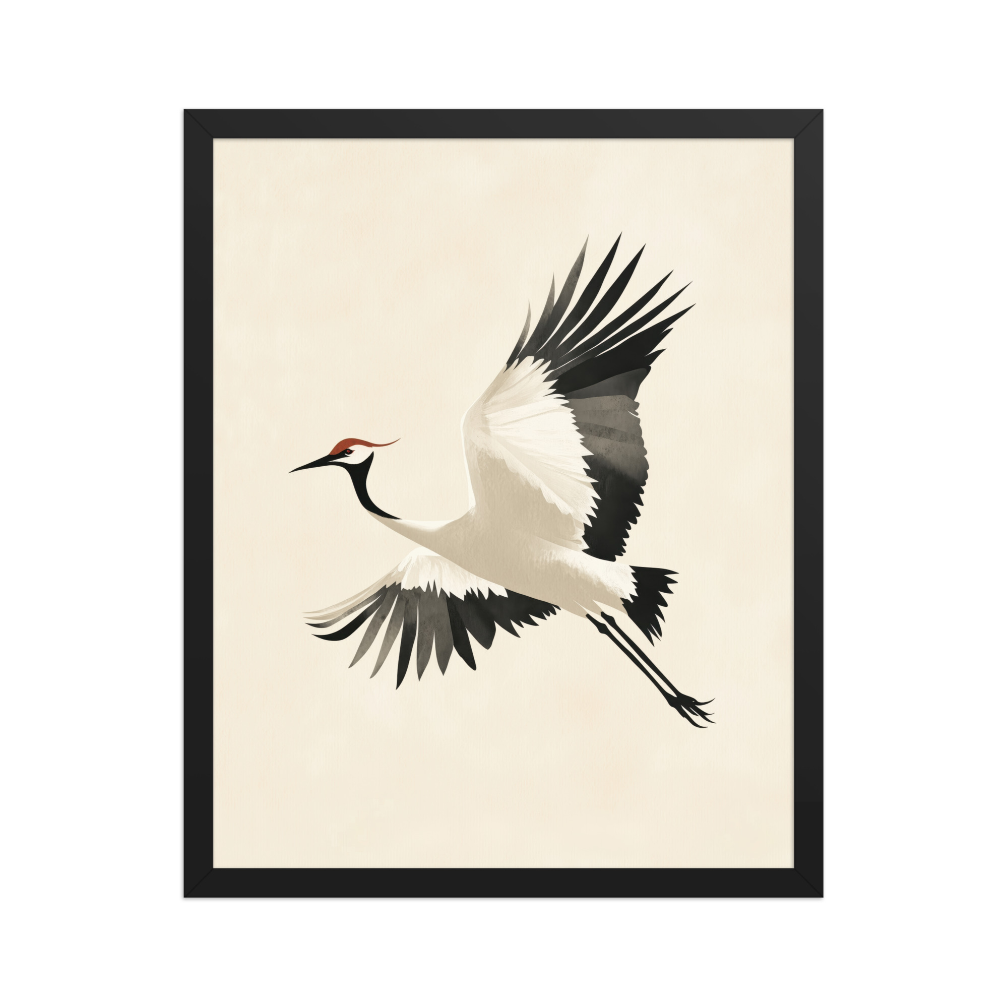 enhanced-matte-paper-framed-poster-in-black-16x20-front-68f90047c9b99.jpg Graceful Crane in Flight — Red-Crowned Flying Crane Wall Art — Framed Poster - Image 6