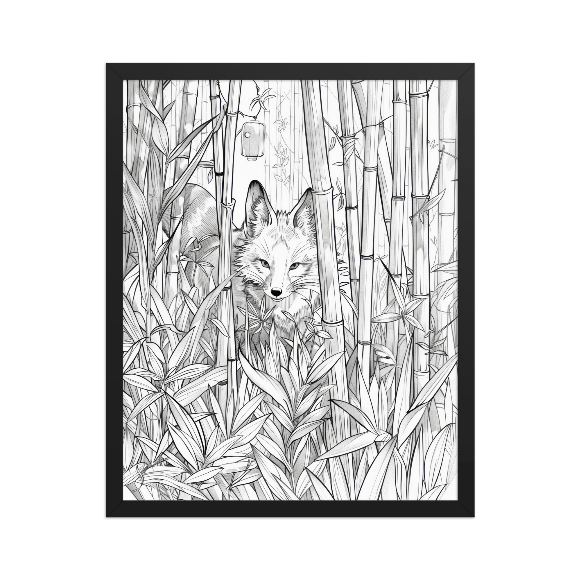 enhanced-matte-paper-framed-poster-in-black-16x20-front-68f903bc158e6.jpg Fox Spirit in Bamboo Forest — Fox Among Bamboo Wall Decor — Framed Poster - Image 6
