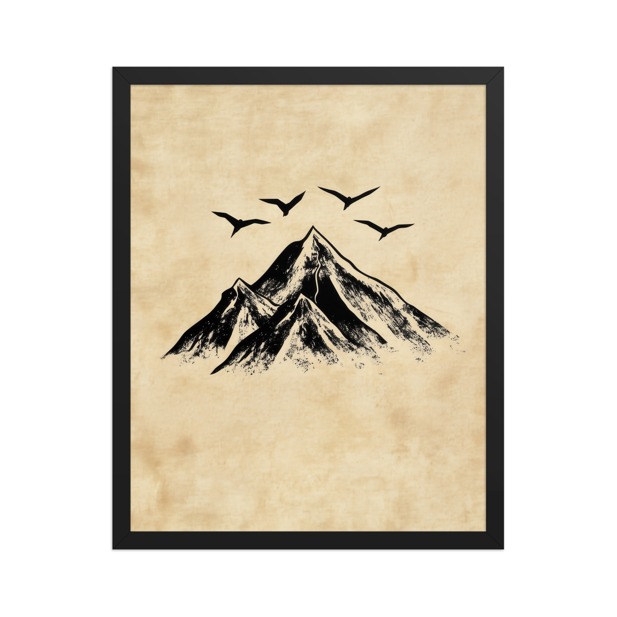 enhanced-matte-paper-framed-poster-in-black-16x20-front-68f91cab2c5ef.jpg Four Peaks in Ink — Mountain Landscape Wall Art — Framed Poster - Image 5