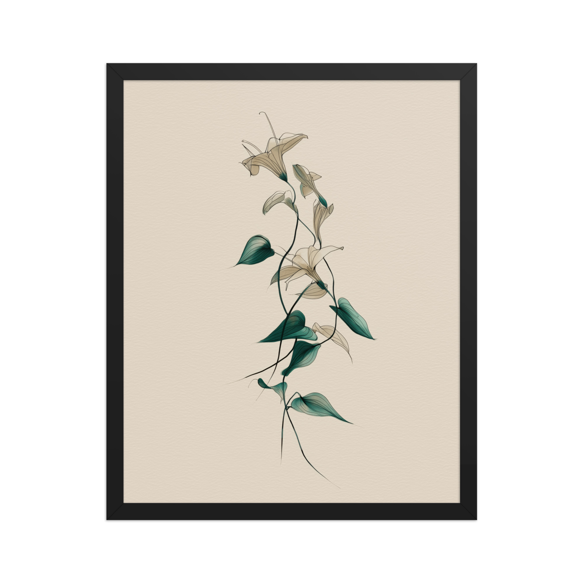 enhanced-matte-paper-framed-poster-in-black-16x20-front-68f91e0a47ed6.jpg Lily Flow — Japandi Floral Line-Art Decor Lilies — Framed Poster - Image 6