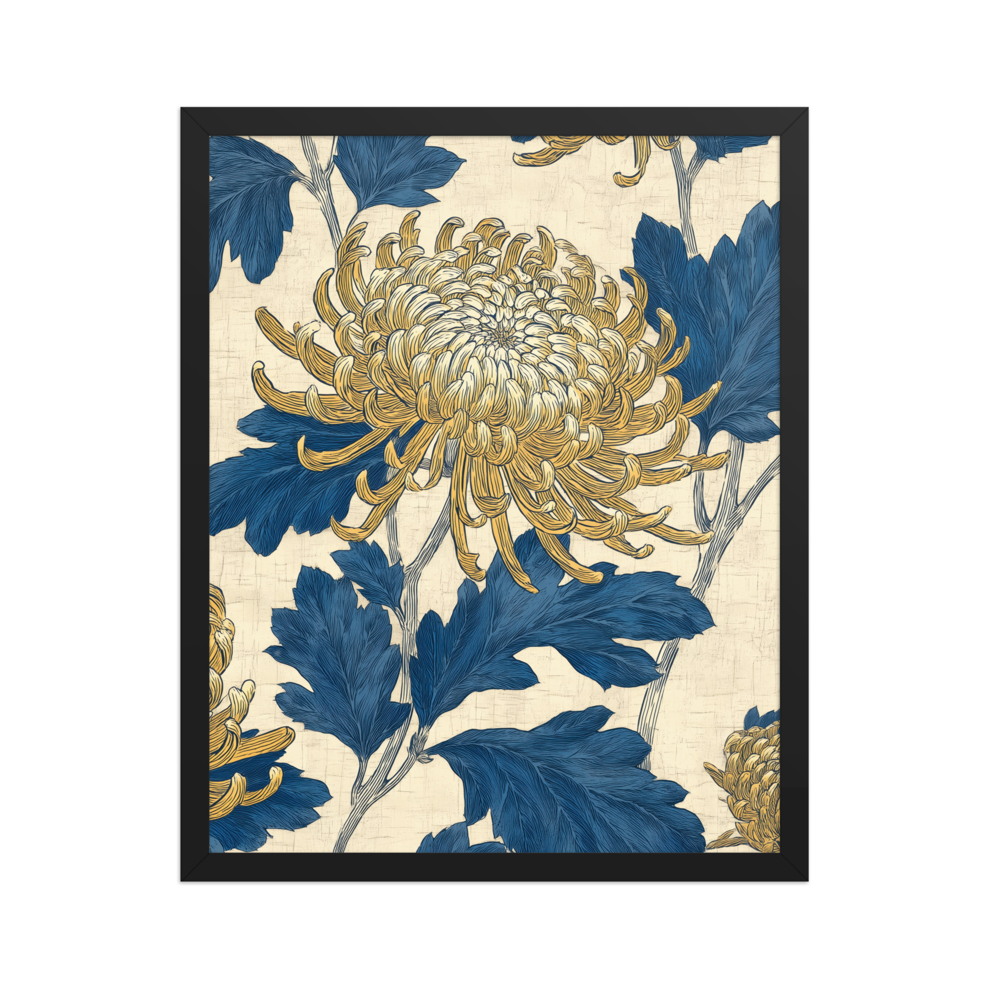 enhanced-matte-paper-framed-poster-in-black-16x20-front-68f9c2d9149d2.jpg Chrysanthemum Pattern — Botanical Wall Art — Framed Poster - Image 5