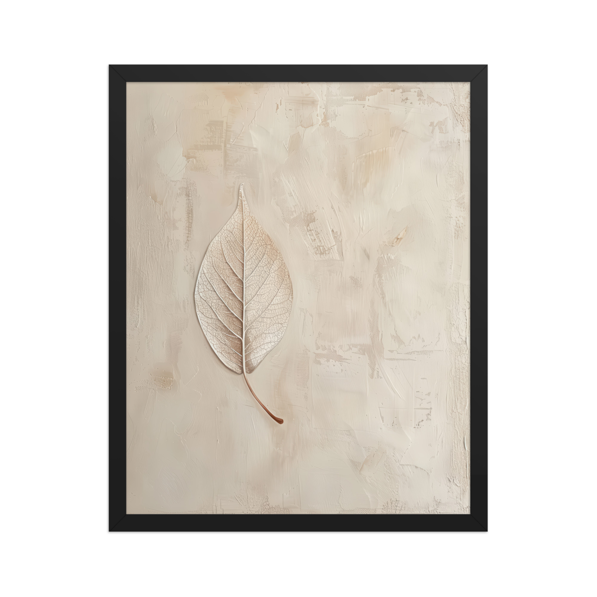 enhanced-matte-paper-framed-poster-in-black-16x20-front-68f9c345b34e1.jpg Wabi-Sabi Leaf II — Neutral Textured Botanical Wall Art — Framed Poster - Image 6