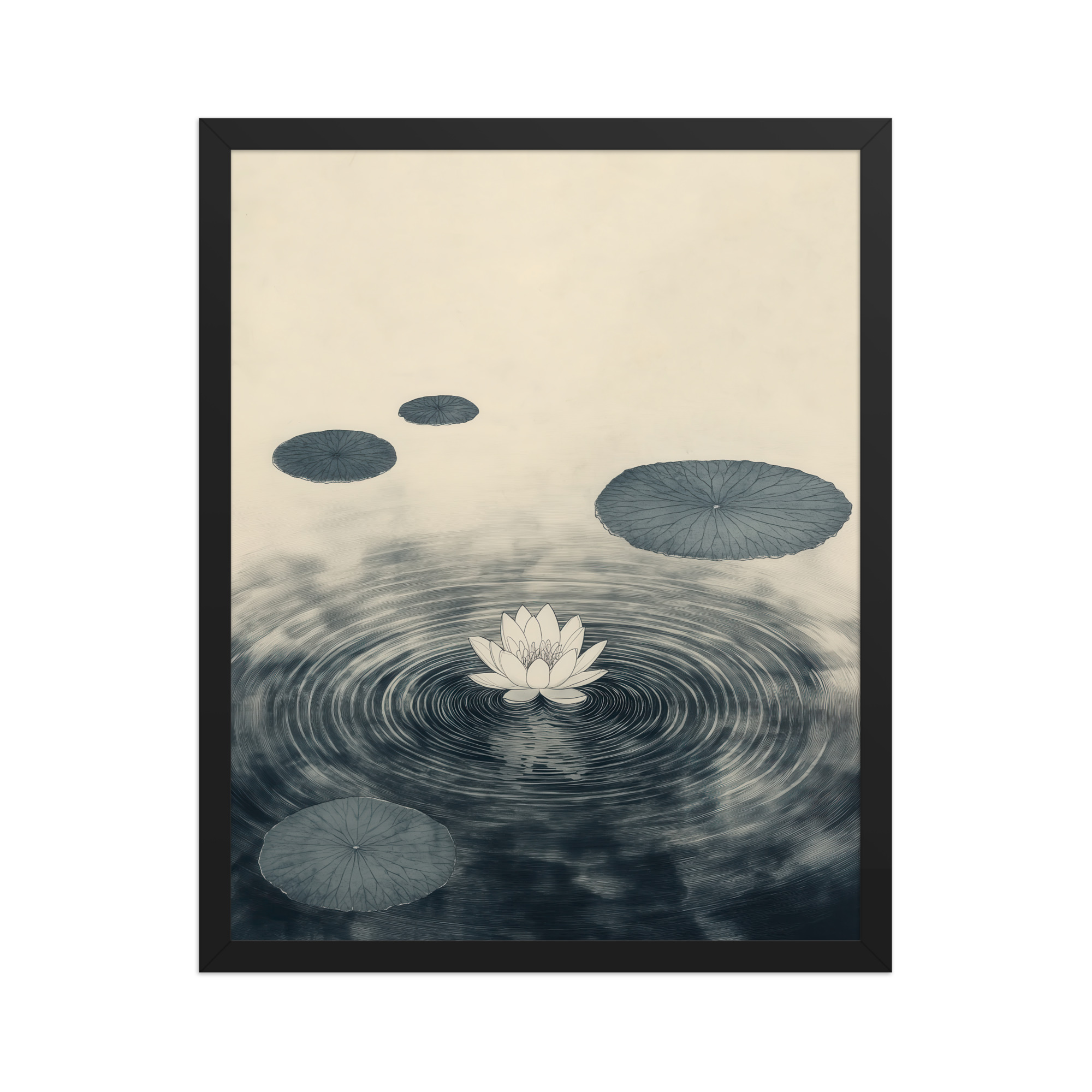 enhanced-matte-paper-framed-poster-in-black-16x20-front-68f9c52b79d5a.jpg Lotus Serenity — Calming Pond Ripples Wall Art — Framed Poster - Image 2