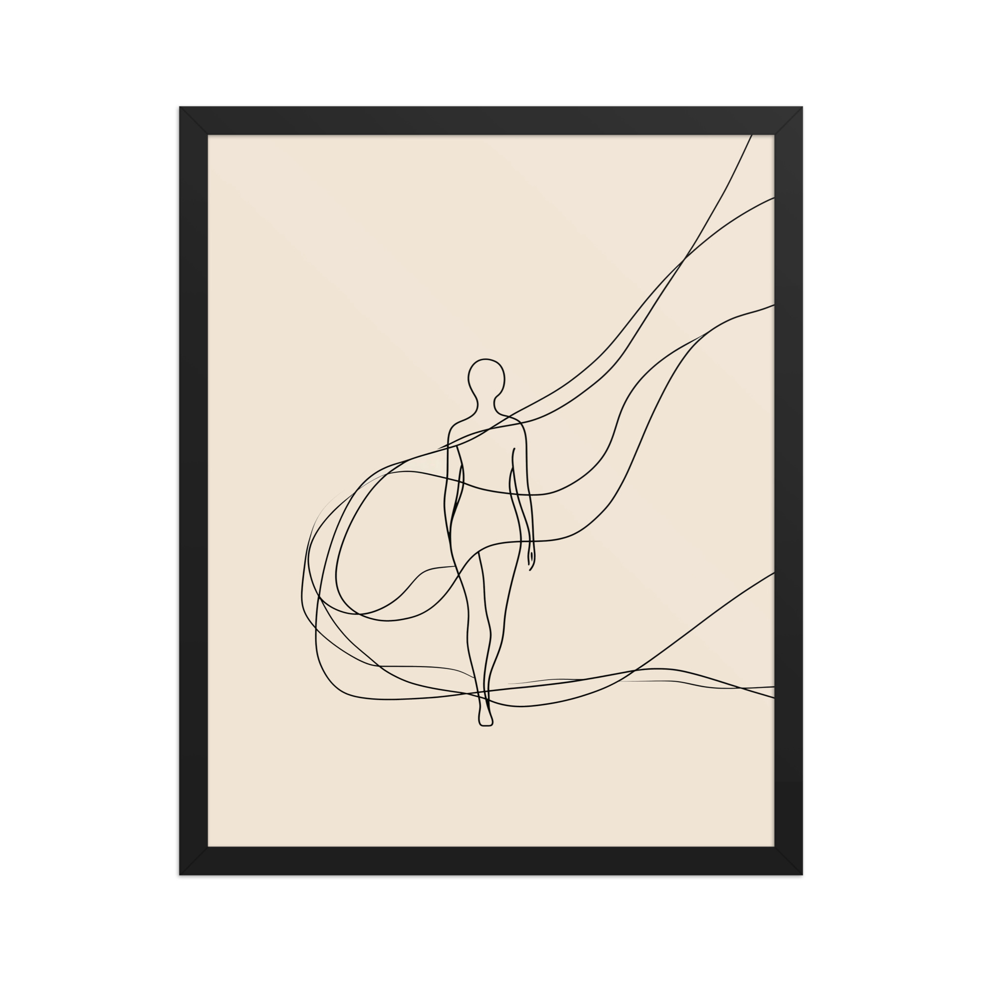 enhanced-matte-paper-framed-poster-in-black-16x20-front-68f9c6918a6cf.jpg Graceful Flow — Minimalist Single-Line Figure Wall Art — Framed Poster - Image 4