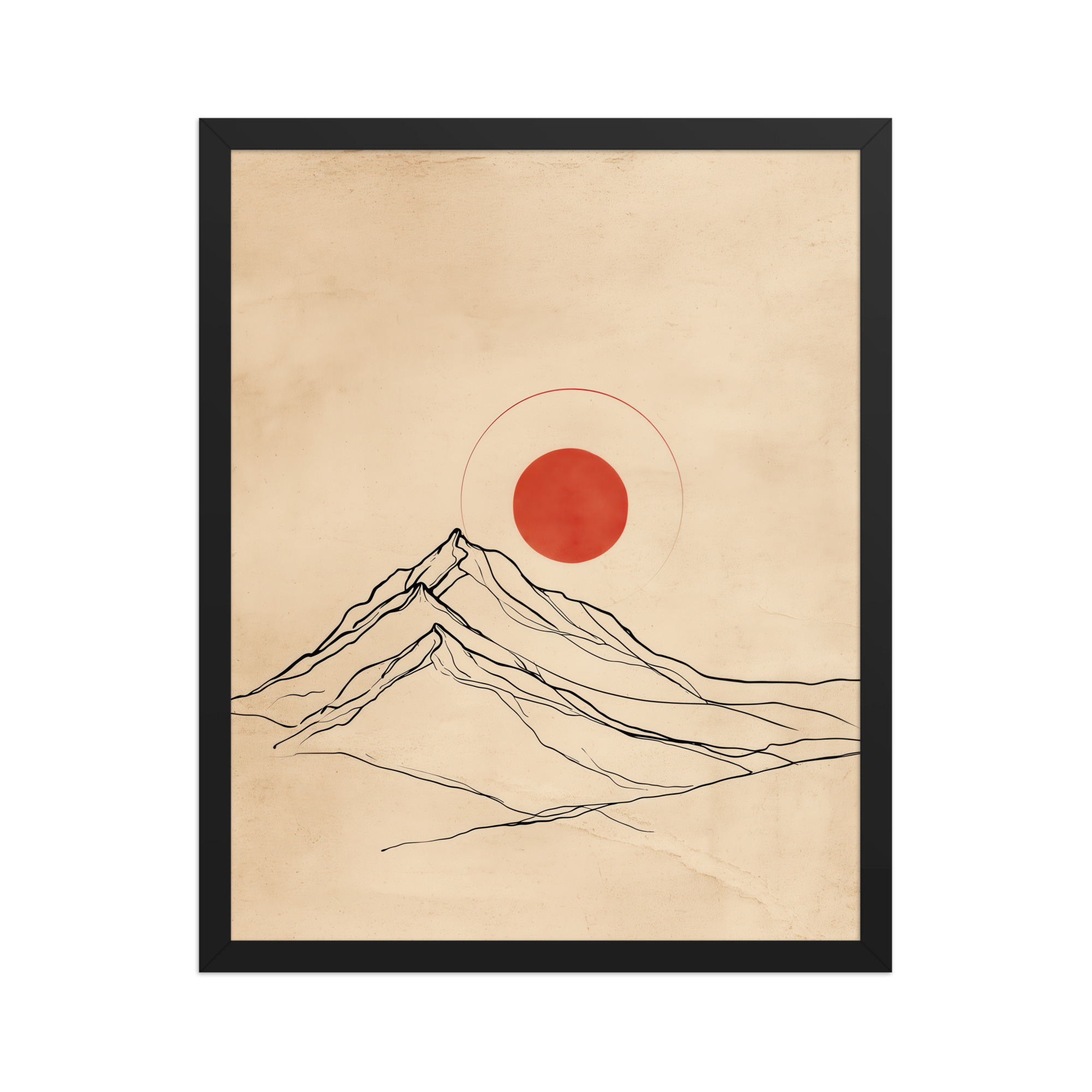 enhanced-matte-paper-framed-poster-in-black-16x20-front-68f9c98ca620d.jpg Eternal Sun — Minimal Mountain and Red Sun Wall Art — Framed Poster - Image 4
