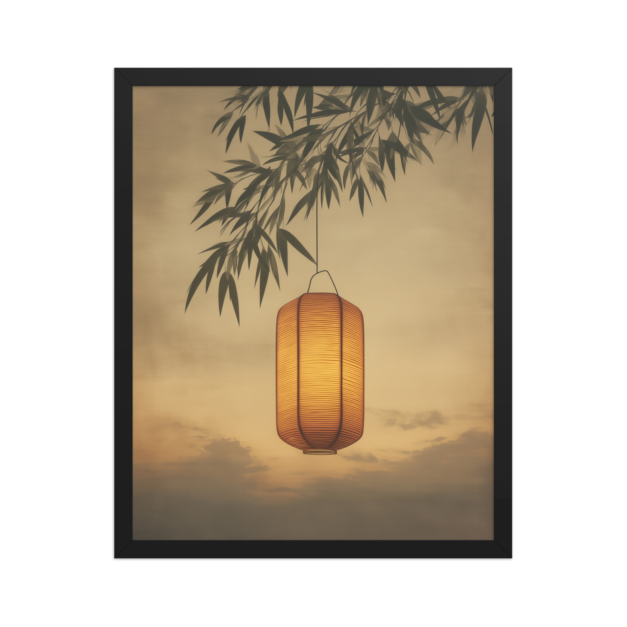 enhanced-matte-paper-framed-poster-in-black-16x20-front-68f9cb4c46fe9.jpg Lantern Glow — Japanese Lantern Minimal Wall Decor — Framed Poster - Image 5