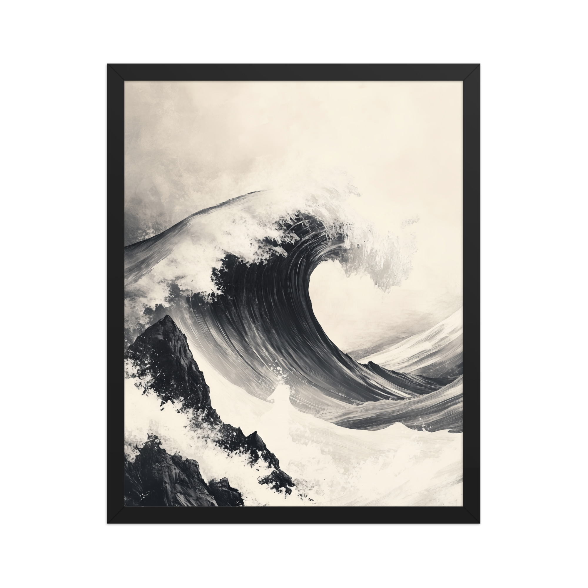enhanced-matte-paper-framed-poster-in-black-16x20-front-68f9cd956f041.jpg Tidal Harmony — Japanese Wave Minimal Seascape Wall Art — Framed Poster - Image 5