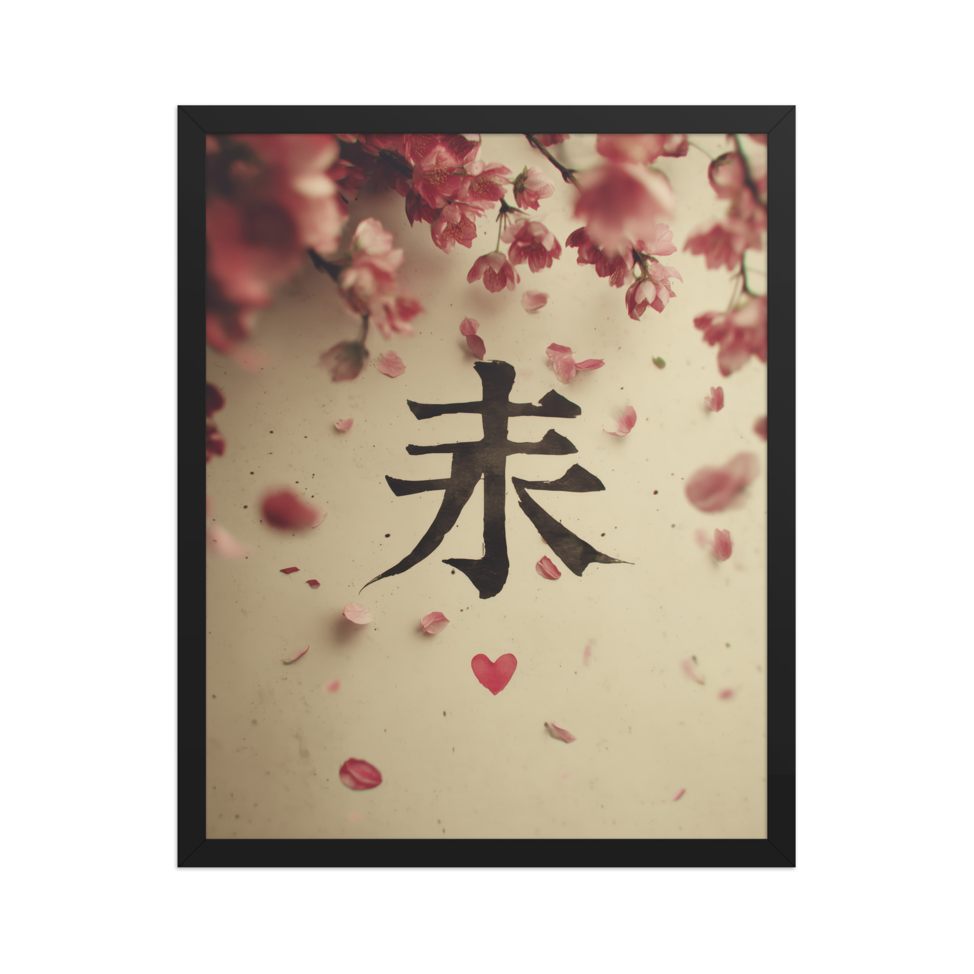 enhanced-matte-paper-framed-poster-in-black-16x20-front-68f9d29a64f91.jpg Sakura Love — Cherry Blossom, Japanese Calligraphy Wall Decor — Framed Poster - Image 6