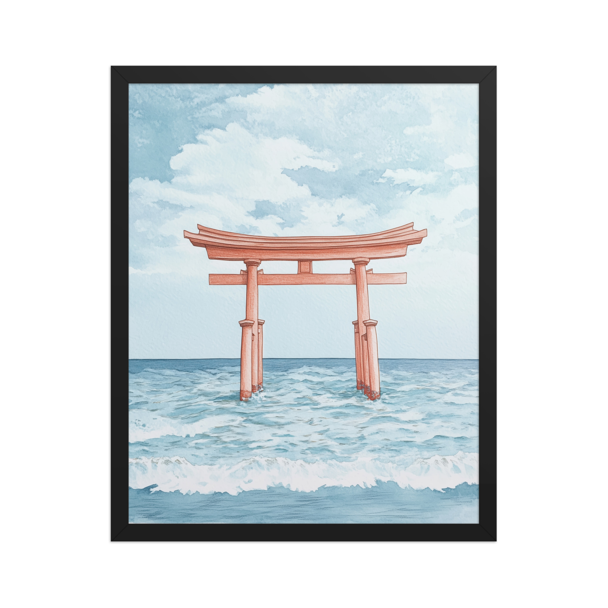 enhanced-matte-paper-framed-poster-in-black-16x20-front-68f9d2fcce94e.jpg Torii Gate Waves — Coastal Shinto Shrine Wall Decor — Framed Poster - Image 6