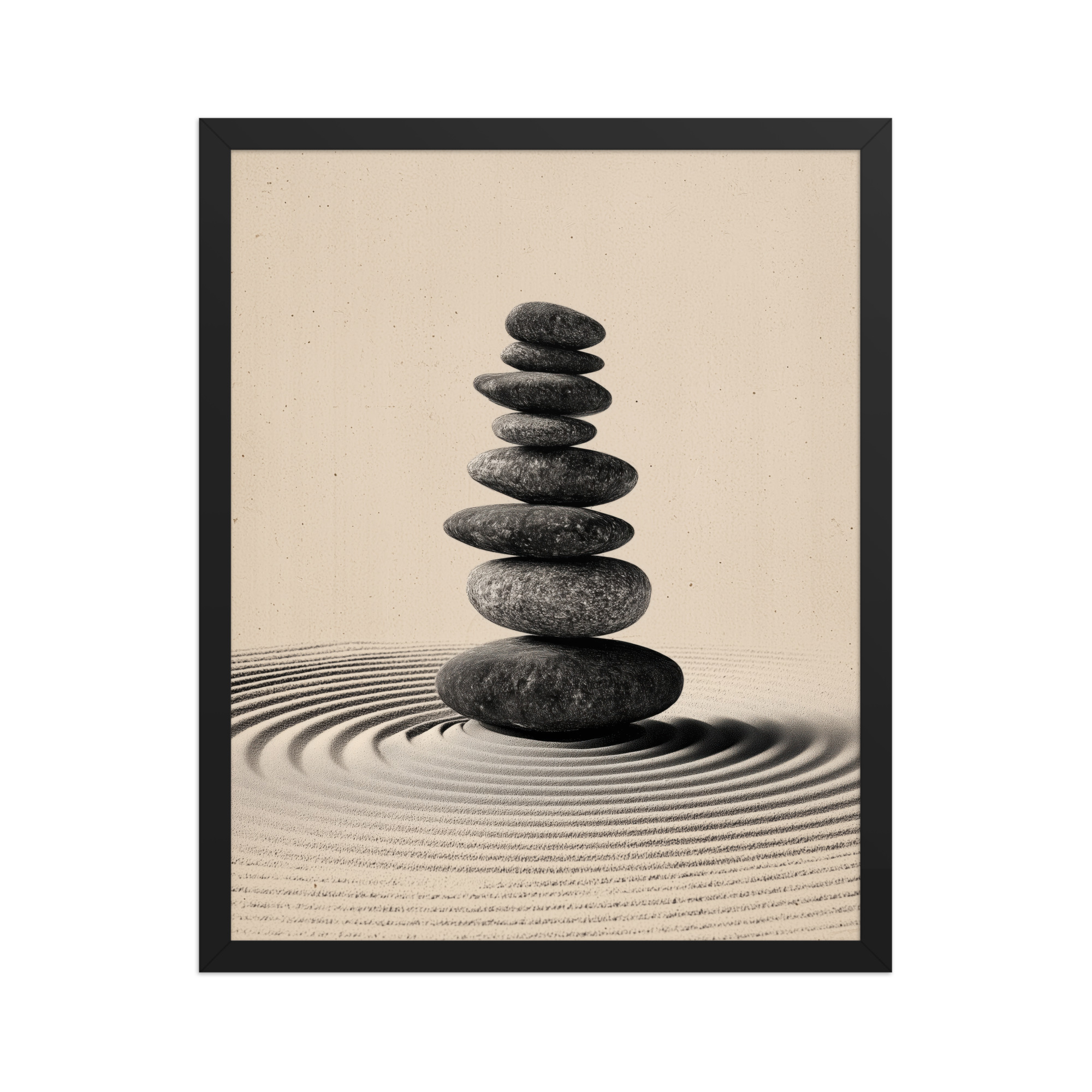 enhanced-matte-paper-framed-poster-in-black-16x20-front-68f9e460bfecd.jpg Balanced Stillness – Stacked Stones I Neutral Zen Stones Wall Art – Framed Poster - Image 6