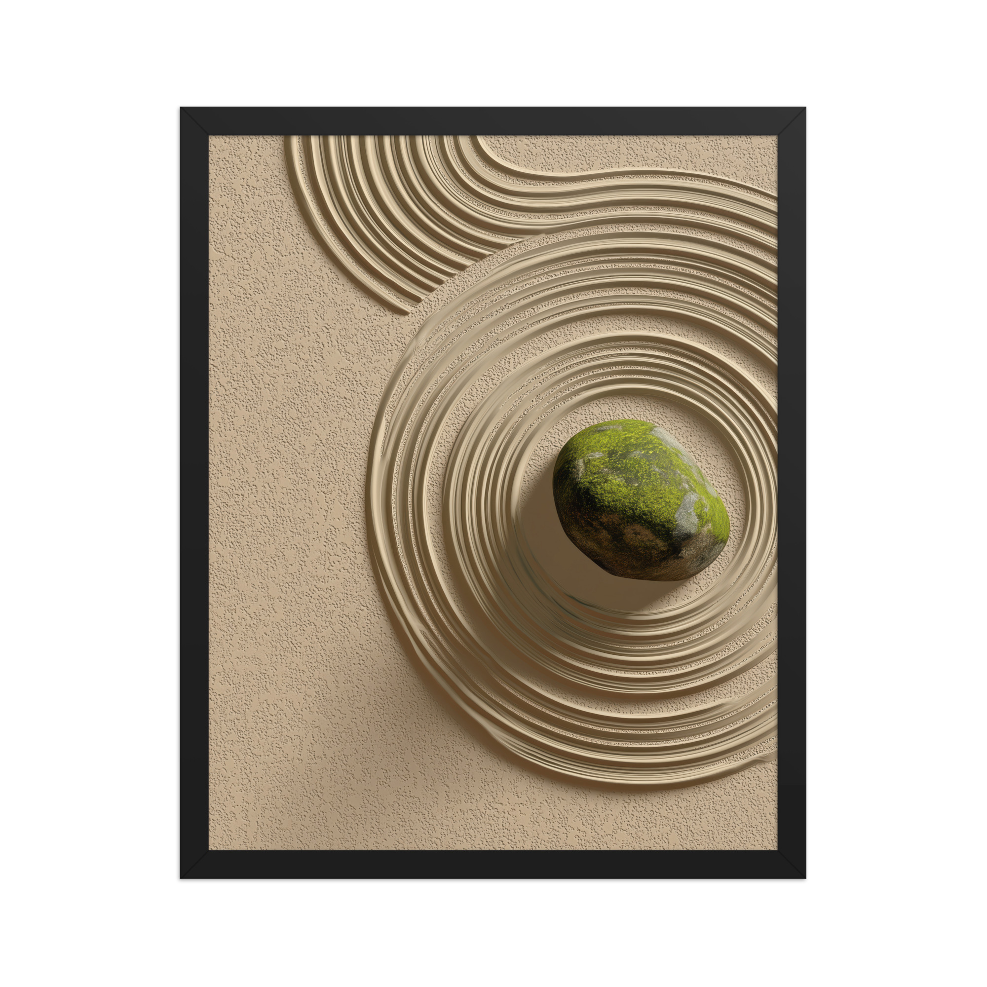 enhanced-matte-paper-framed-poster-in-black-16x20-front-68f9e5b7c723a.jpg Zen Garden Harmony – Moss Stone I Minimal Wall Art – Framed Poster - Image 5