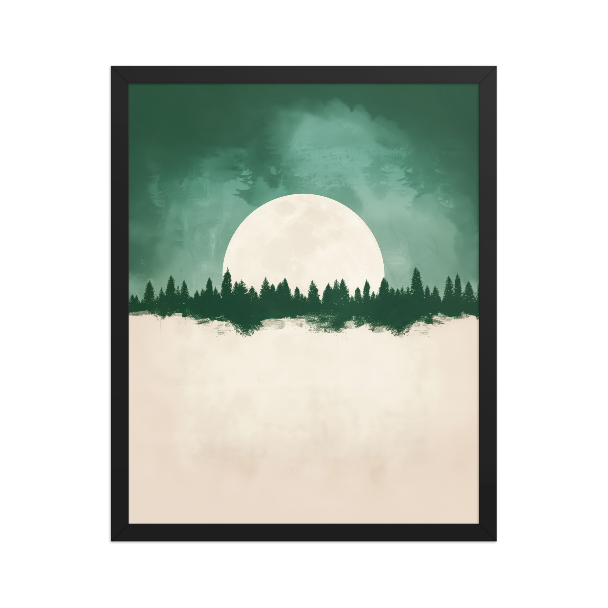 enhanced-matte-paper-framed-poster-in-black-16x20-front-68f9fe4f645da.jpg Forest Glow Under a Full Moon — Minimal Landscape Wall Decor — Framed Poster - Image 5