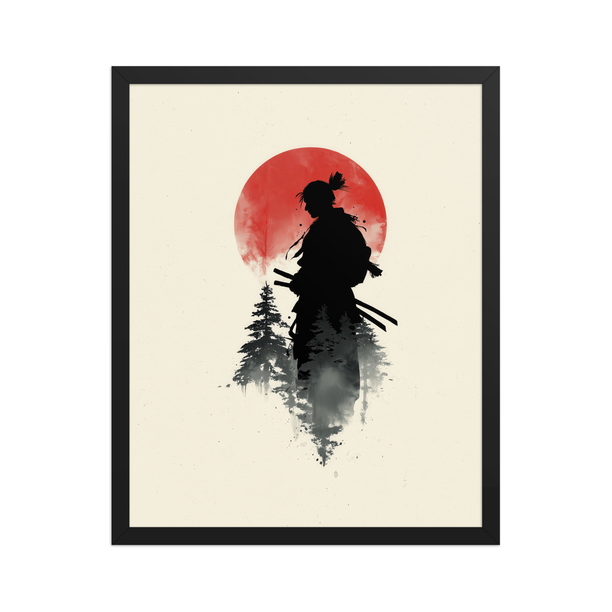 enhanced-matte-paper-framed-poster-in-black-16x20-front-68fa15d3590c3.jpg Silent Watch Samurai II – Minimalist Japandi Samurai Minimal Japanese Decor – Framed Poster - Image 6
