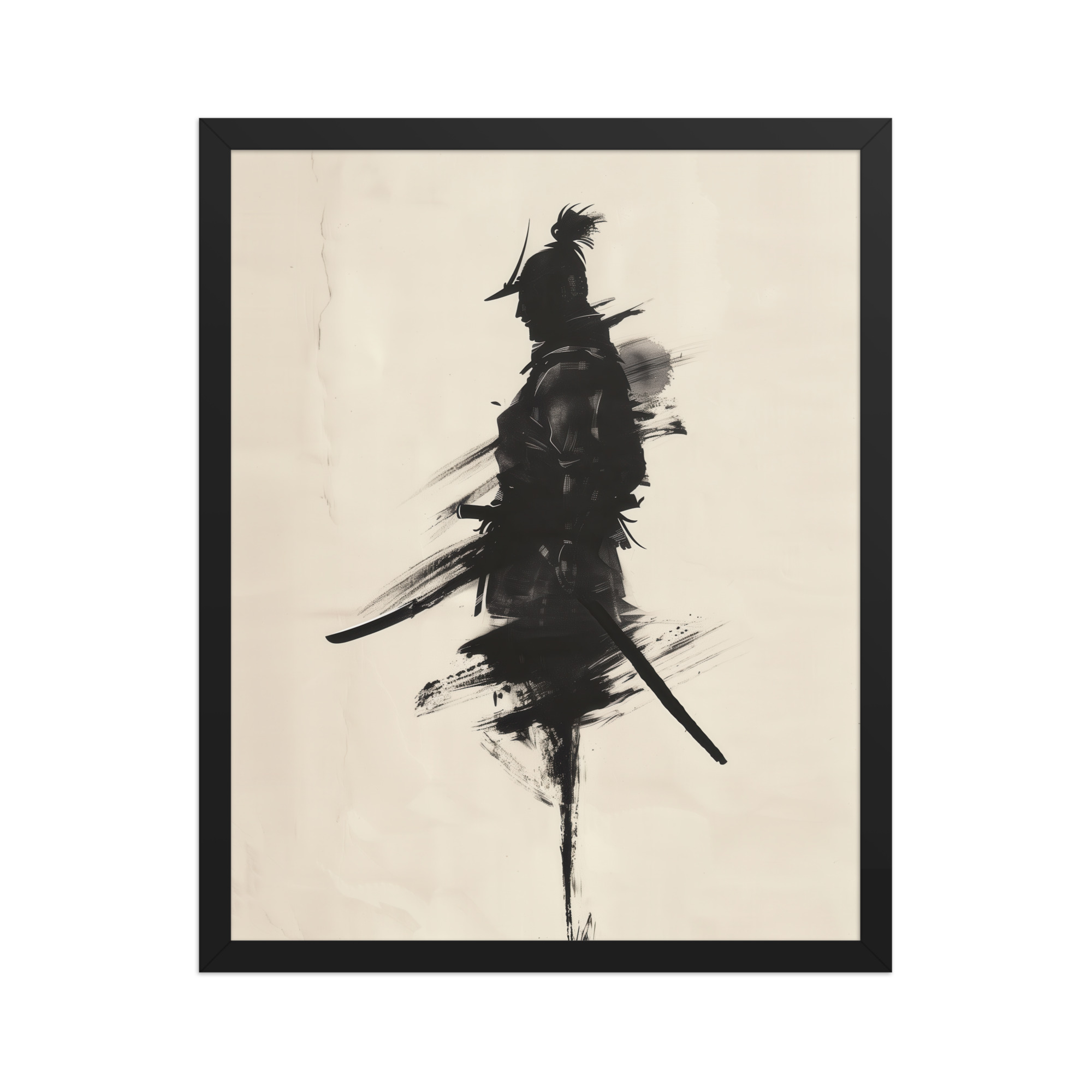 enhanced-matte-paper-framed-poster-in-black-16x20-front-68fa17035278b.jpg Shadowed Warrior – Sumi-e Silhouette of a Lone Samurai Wall Decor – Framed Poster - Image 6