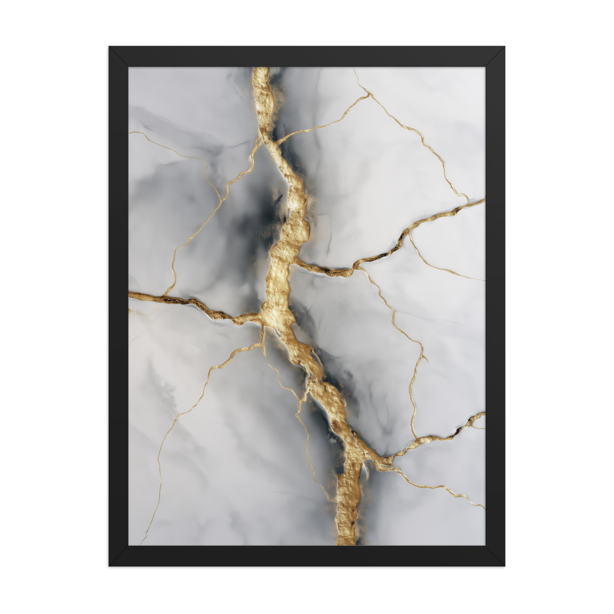 enhanced-matte-paper-framed-poster-in-black-18x24-front-68f88a4fd3f44.jpg Kintsugi Cracks I — Marble Abstract with Gold Veining Wall Art — Framed Poster - Image 3