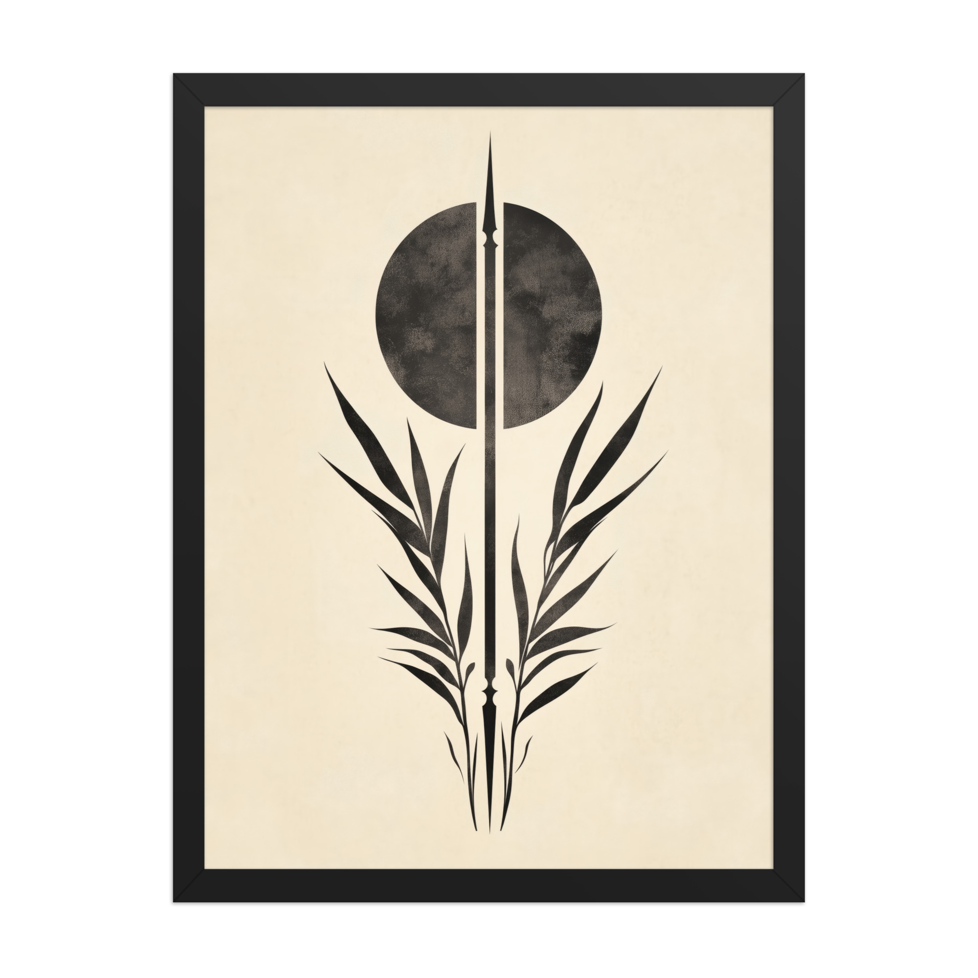 enhanced-matte-paper-framed-poster-in-black-18x24-front-68f89857c7663.jpg Zen Botanical Emblem — Minimal Botanical Ink Wall Art — Framed Poster - Image 5