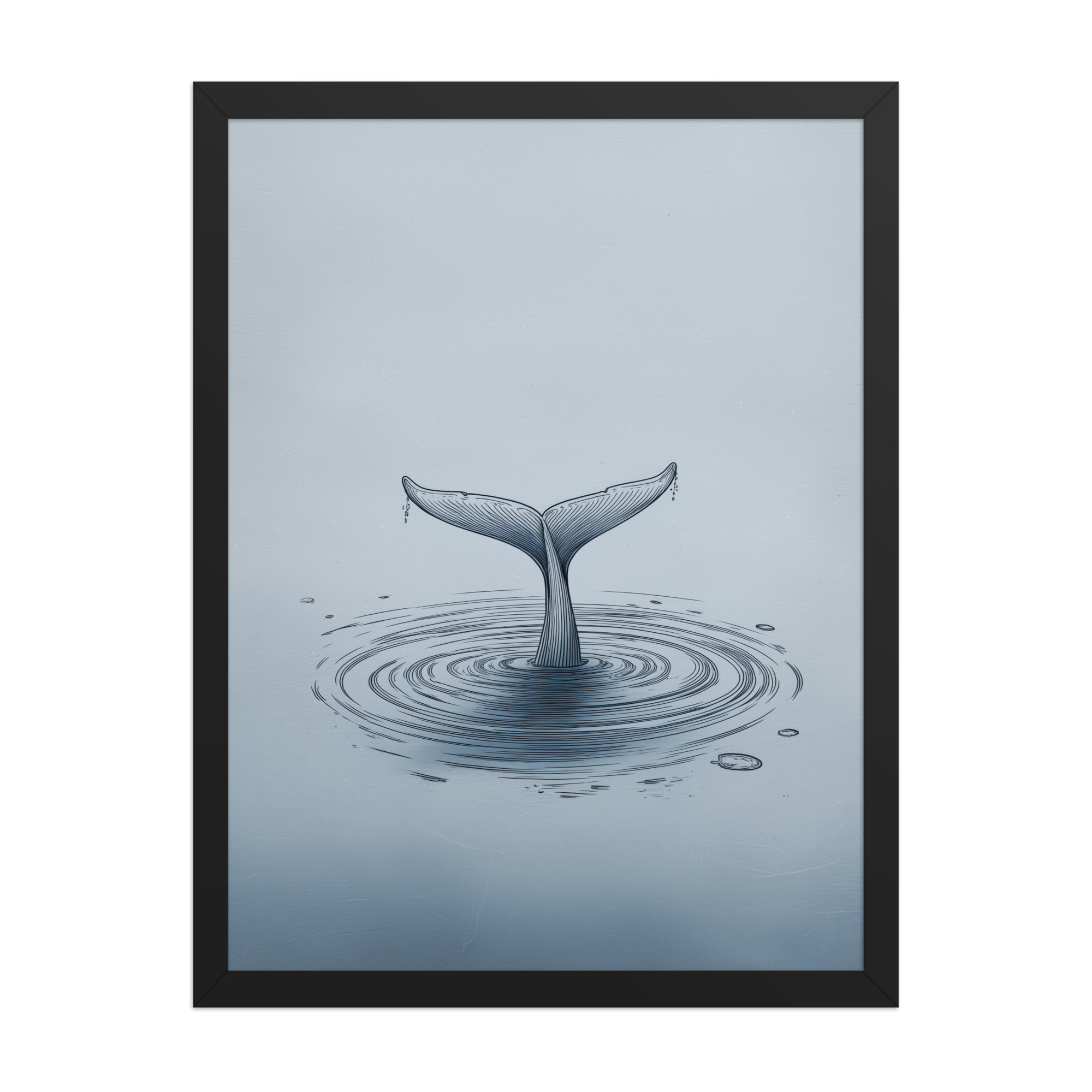 enhanced-matte-paper-framed-poster-in-black-18x24-front-68f8b841e18f7.jpg Ripple Beneath – Whale Tail Surfacing Minimal Ocean Wall Art in Cool Blues — Framed Poster - Image 7