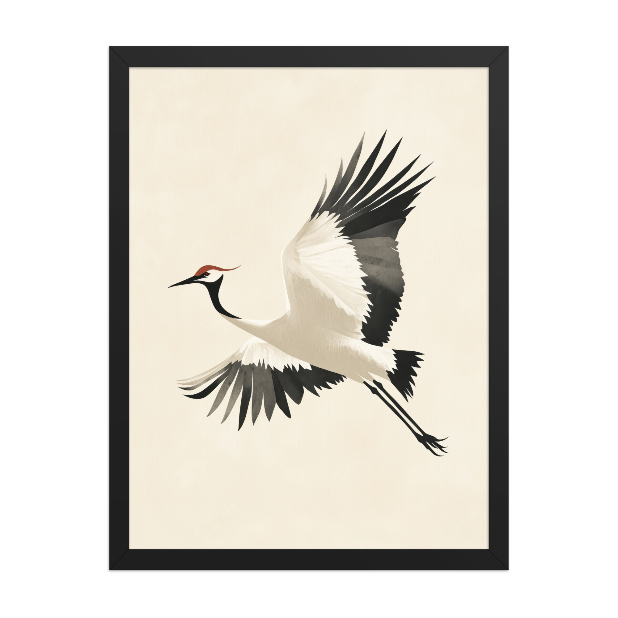 enhanced-matte-paper-framed-poster-in-black-18x24-front-68f90047c9c27.jpg Graceful Crane in Flight — Red-Crowned Flying Crane Wall Art — Framed Poster - Image 7