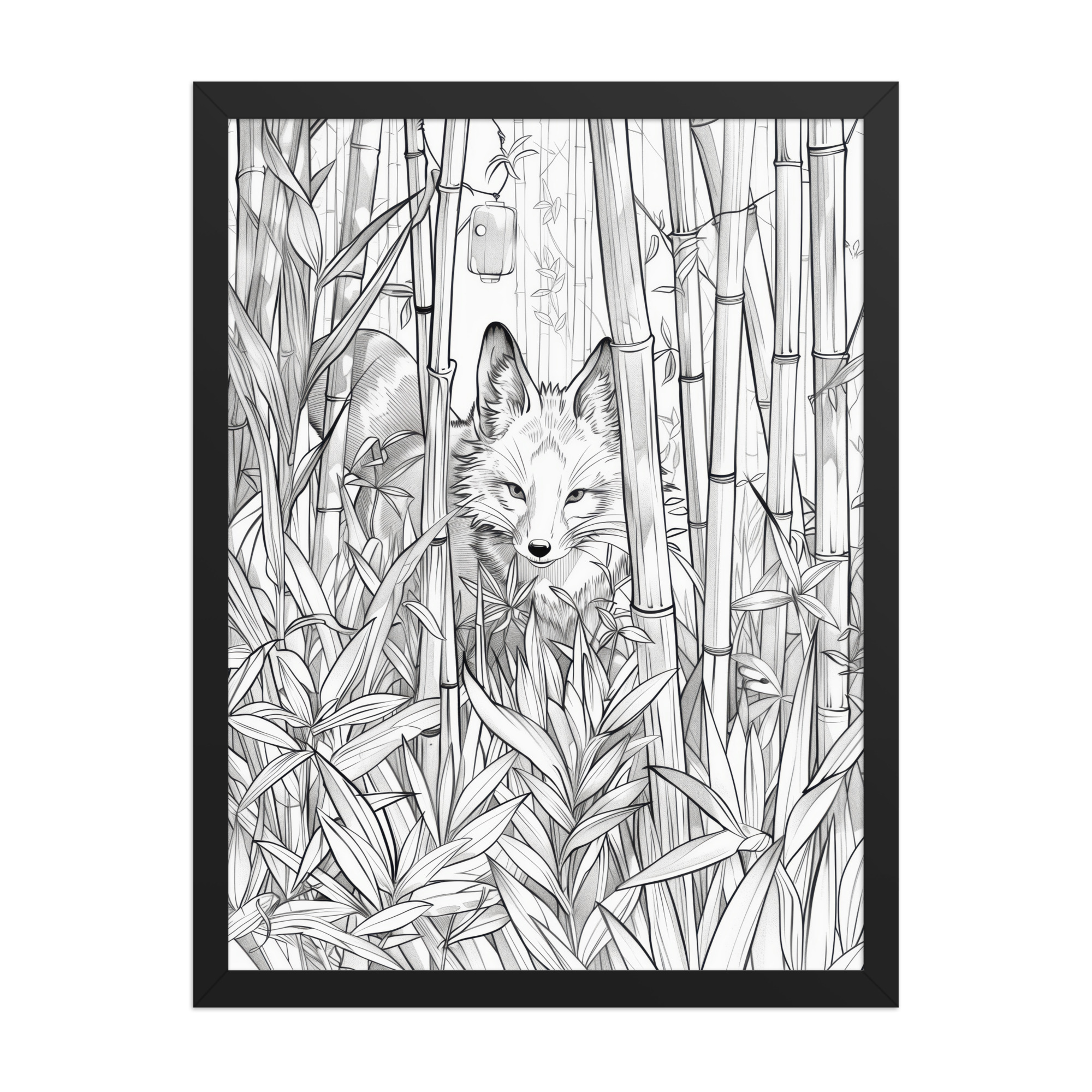 enhanced-matte-paper-framed-poster-in-black-18x24-front-68f903bc15973.jpg Fox Spirit in Bamboo Forest — Fox Among Bamboo Wall Decor — Framed Poster - Image 7