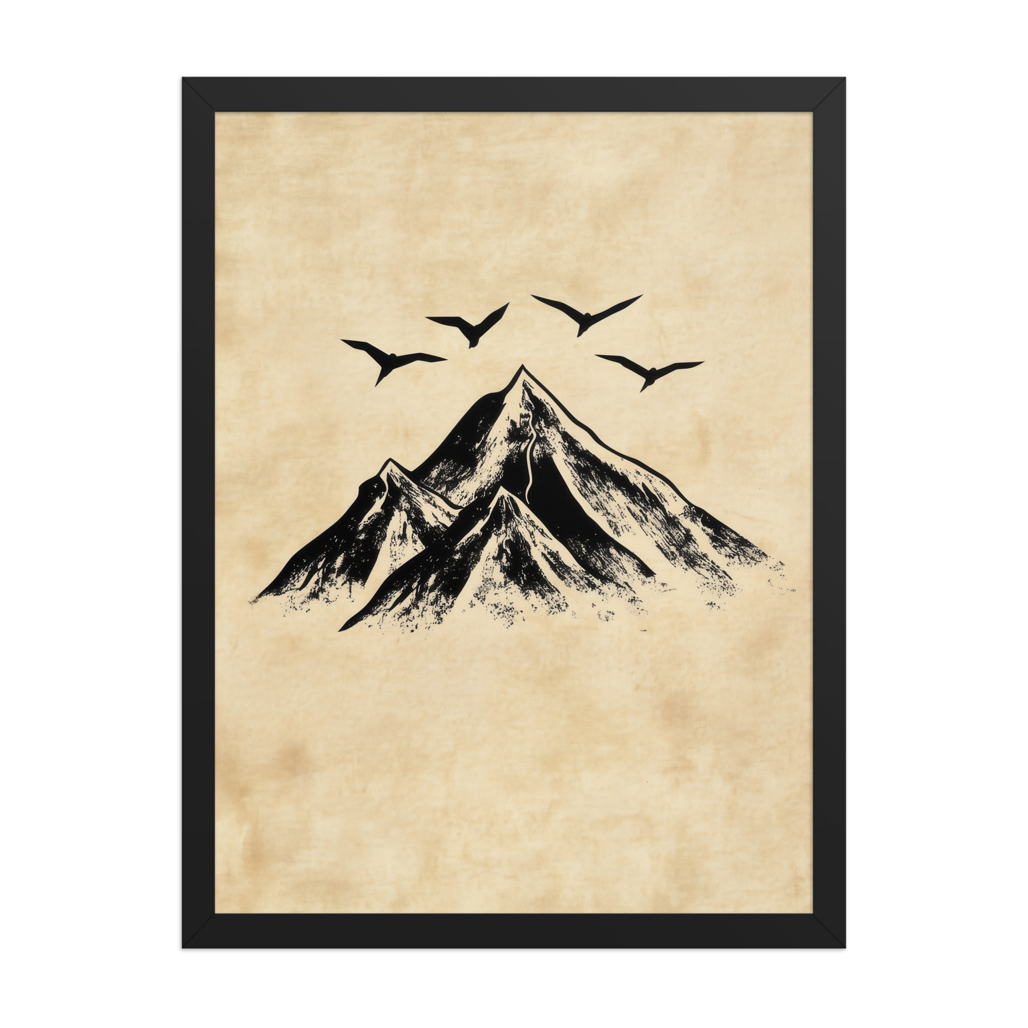 enhanced-matte-paper-framed-poster-in-black-18x24-front-68f91cab2c677.jpg Four Peaks in Ink — Mountain Landscape Wall Art — Framed Poster - Image 6