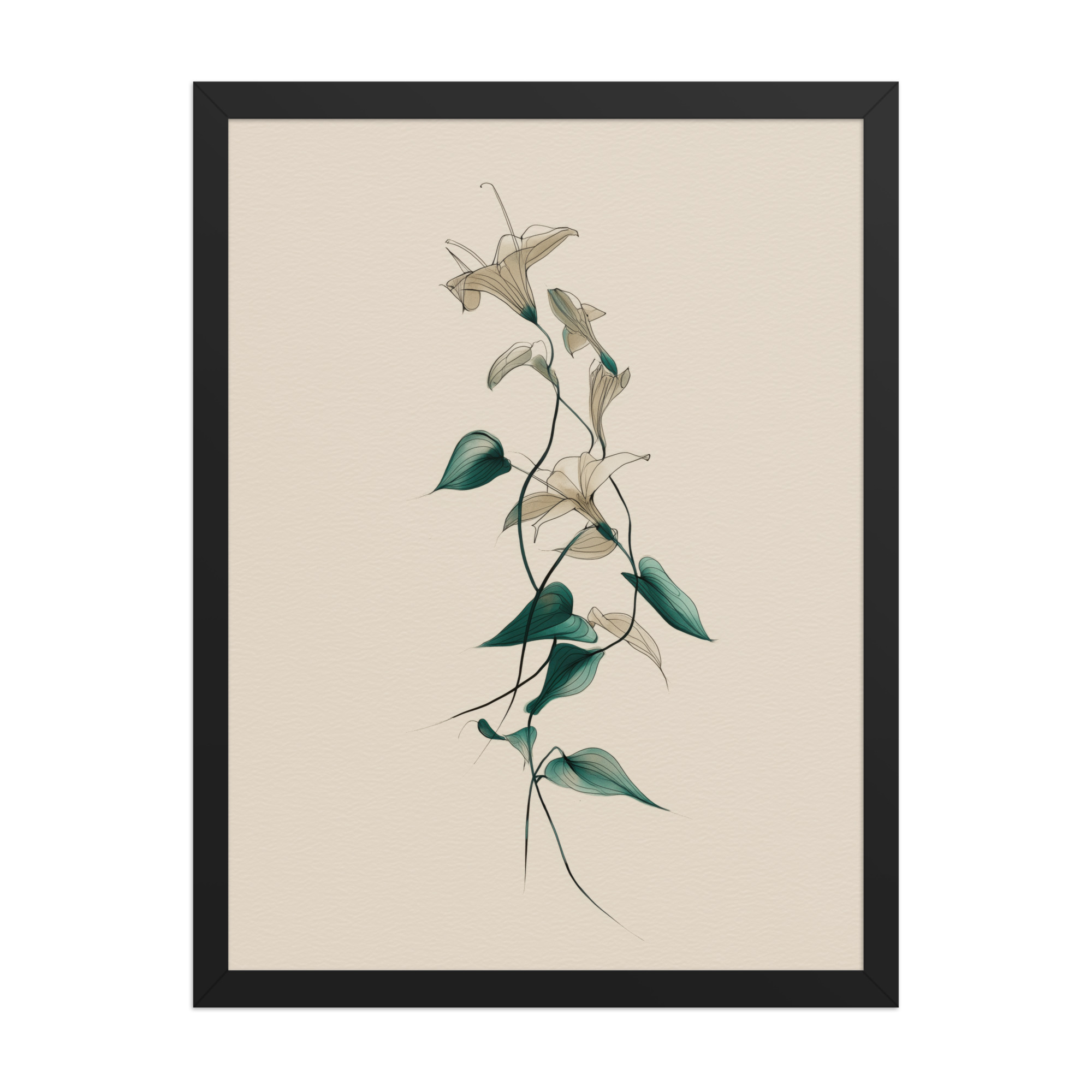 enhanced-matte-paper-framed-poster-in-black-18x24-front-68f91e0a47f68.jpg Lily Flow — Japandi Floral Line-Art Decor Lilies — Framed Poster - Image 7