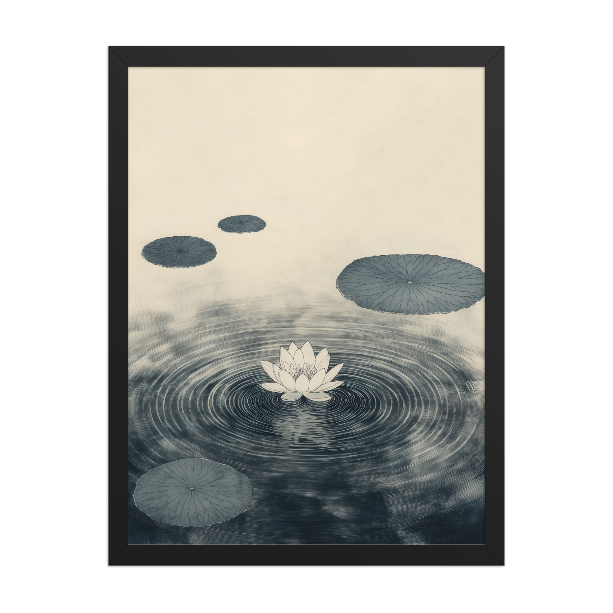 enhanced-matte-paper-framed-poster-in-black-18x24-front-68f9c52b79e06.jpg Lotus Serenity — Calming Pond Ripples Wall Art — Framed Poster - Image 3