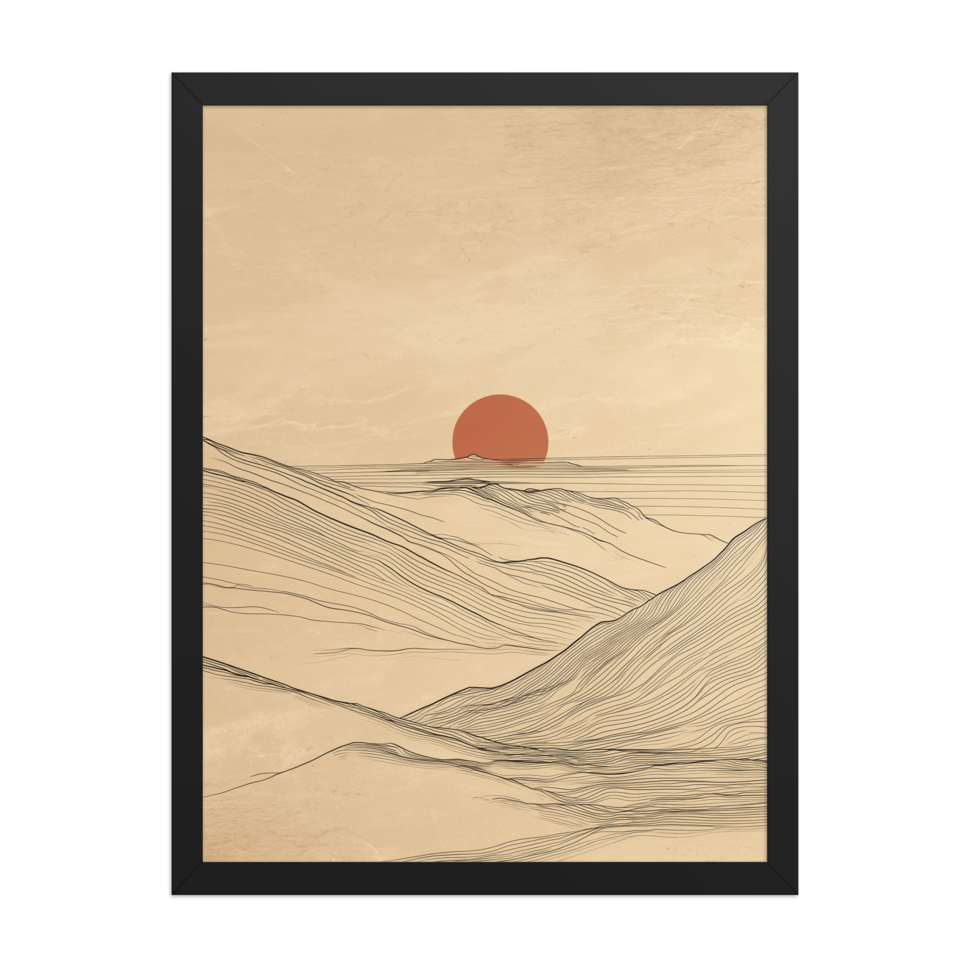 enhanced-matte-paper-framed-poster-in-black-18x24-front-68f9c56b9fc13.jpg Desert Horizon — Japandi Desert Line Landscape Wall Art — Framed Poster - Image 5