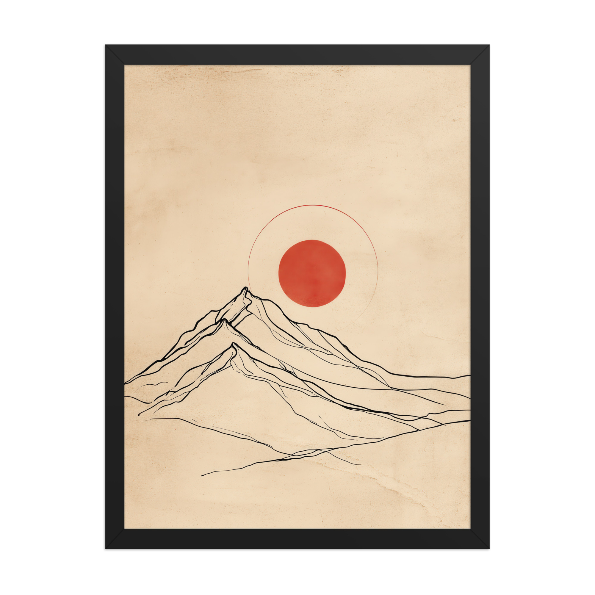 enhanced-matte-paper-framed-poster-in-black-18x24-front-68f9c98ca62a9.jpg Eternal Sun — Minimal Mountain and Red Sun Wall Art — Framed Poster - Image 5