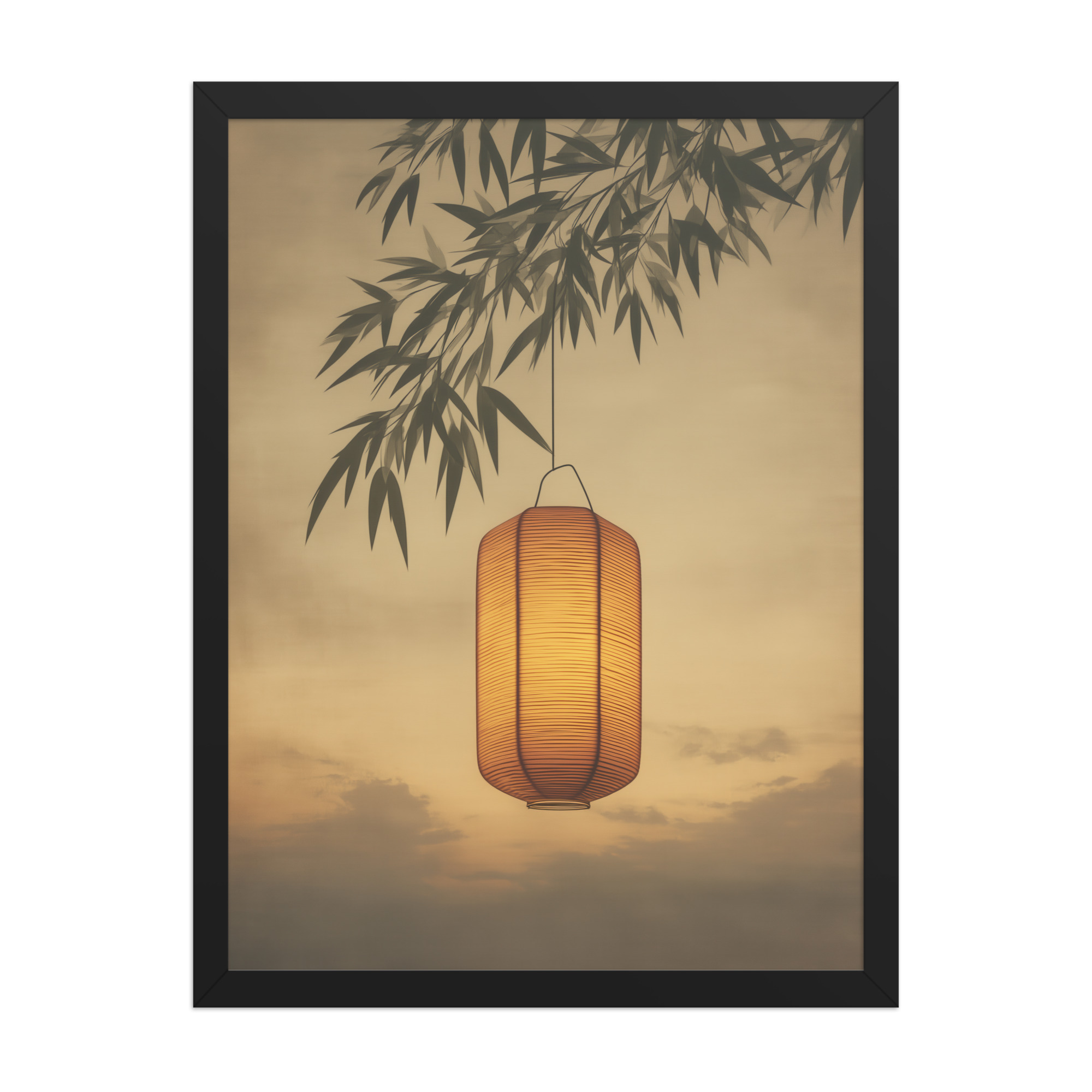 enhanced-matte-paper-framed-poster-in-black-18x24-front-68f9cb4c47076.jpg Lantern Glow — Japanese Lantern Minimal Wall Decor — Framed Poster - Image 6