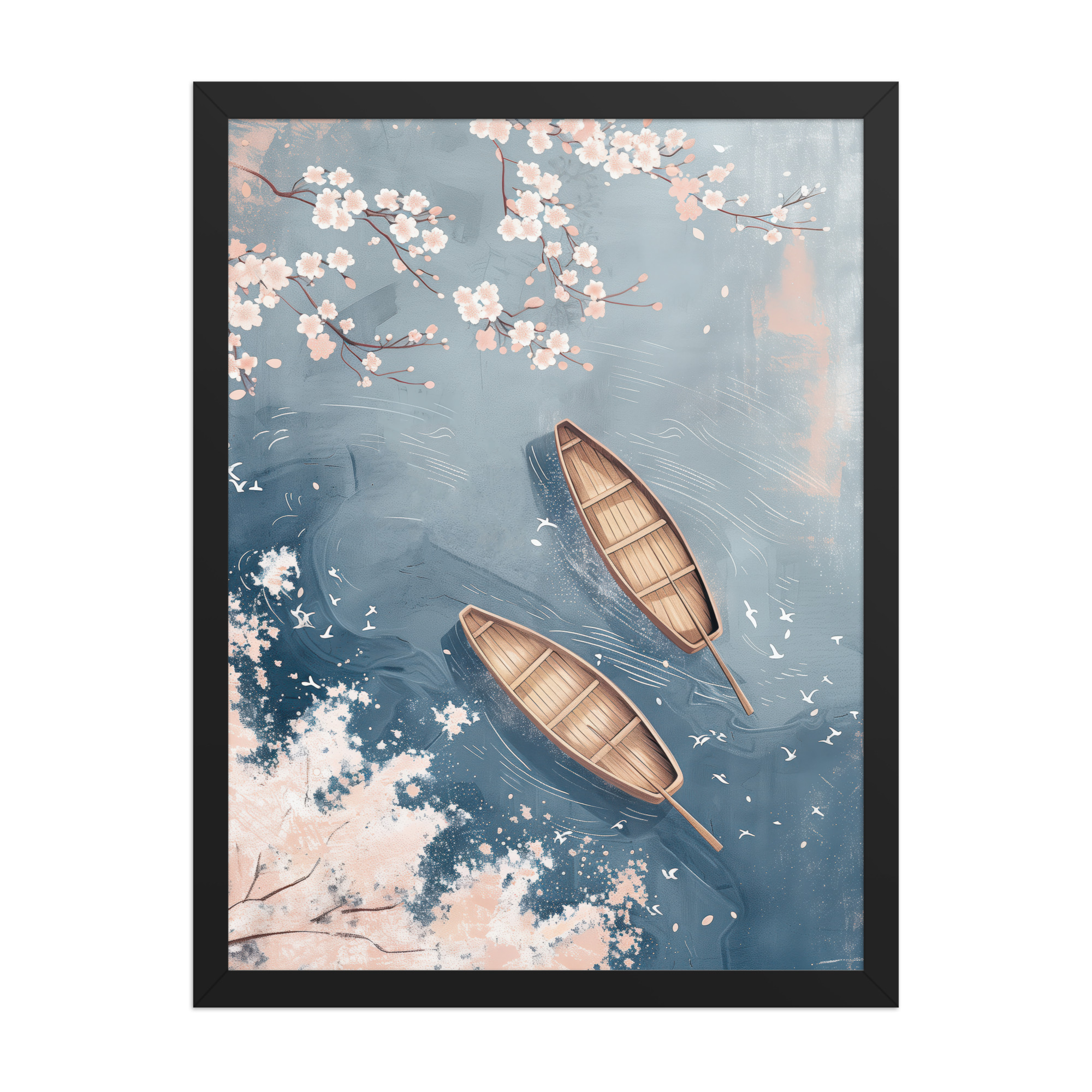 enhanced-matte-paper-framed-poster-in-black-18x24-front-68f9cb8acc6bb.jpg Cherry Blossom Drifting — Sakura River Landscape Wall Art — Framed Poster - Image 5
