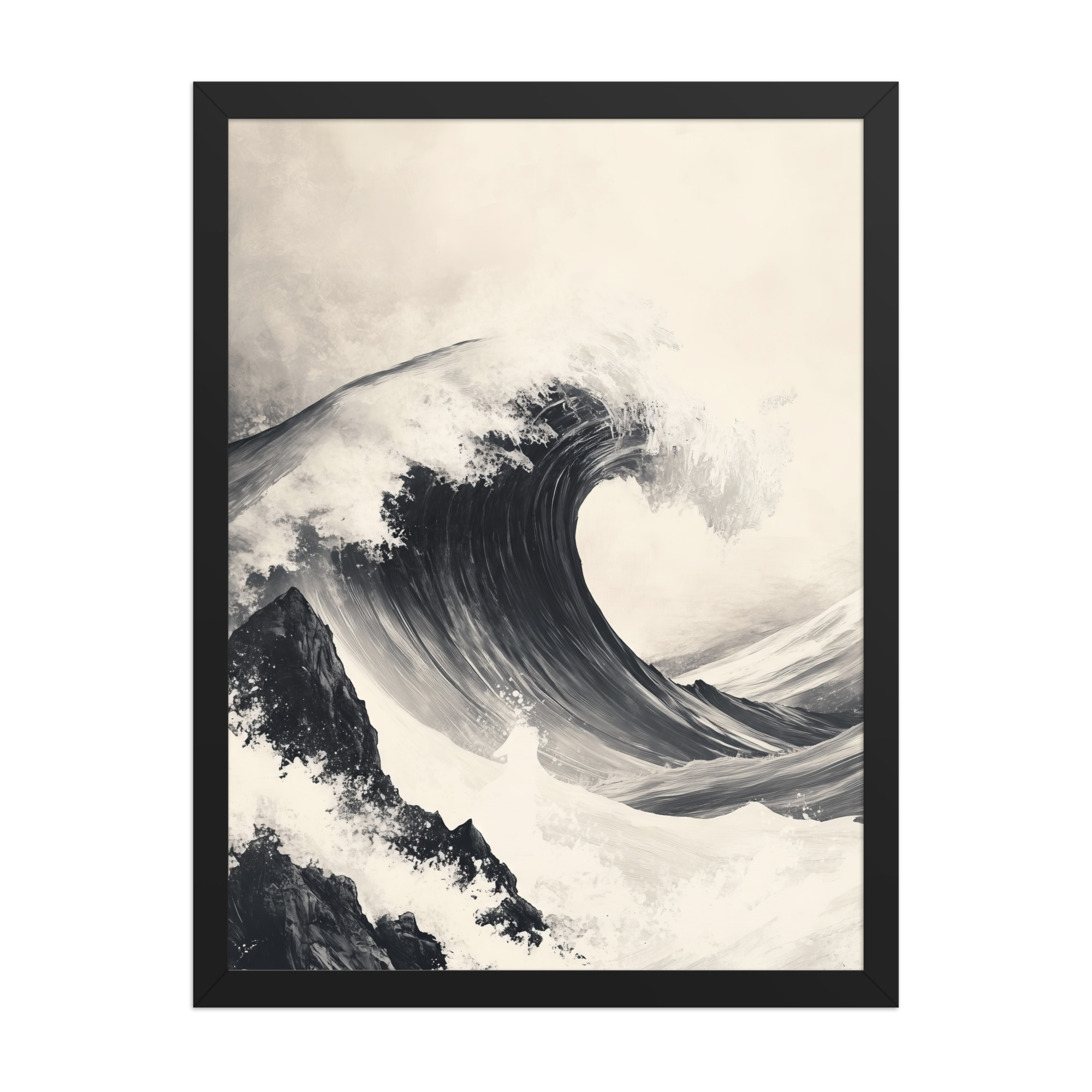 enhanced-matte-paper-framed-poster-in-black-18x24-front-68f9cd956f0d9.jpg Tidal Harmony — Japanese Wave Minimal Seascape Wall Art — Framed Poster - Image 6