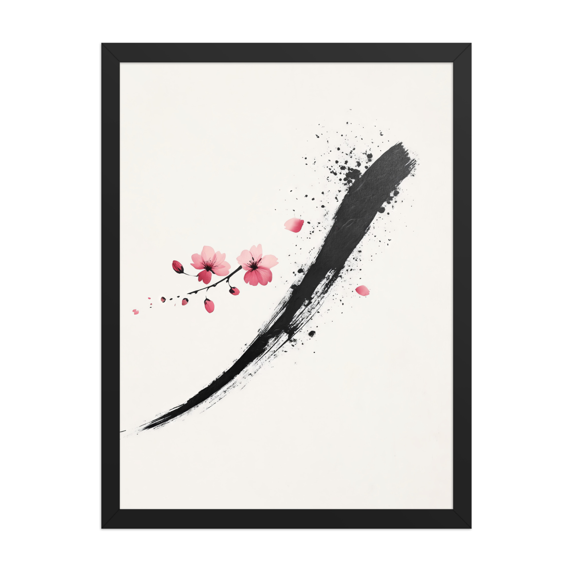 enhanced-matte-paper-framed-poster-in-black-18x24-front-68f9d16193ccf.jpg Zen Blossom Stroke — Minimal Cherry Blossom Sumi-e Brush Wall Art — Framed Poster - Image 5