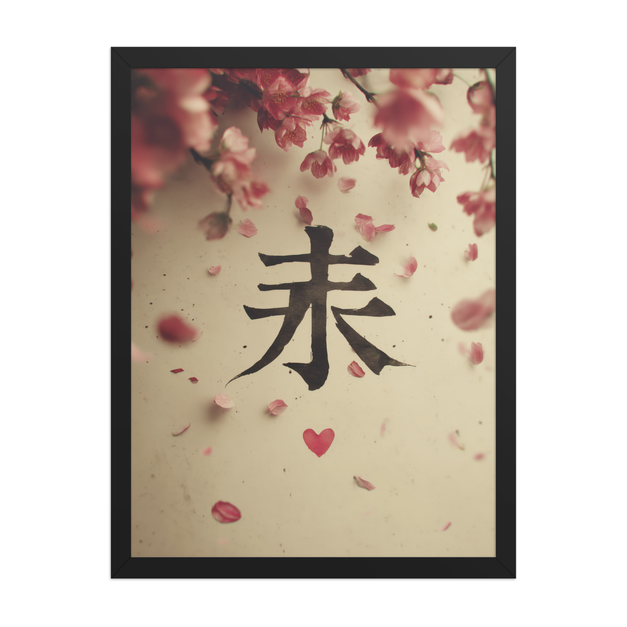 enhanced-matte-paper-framed-poster-in-black-18x24-front-68f9d29a6501d.jpg Sakura Love — Cherry Blossom, Japanese Calligraphy Wall Decor — Framed Poster - Image 7