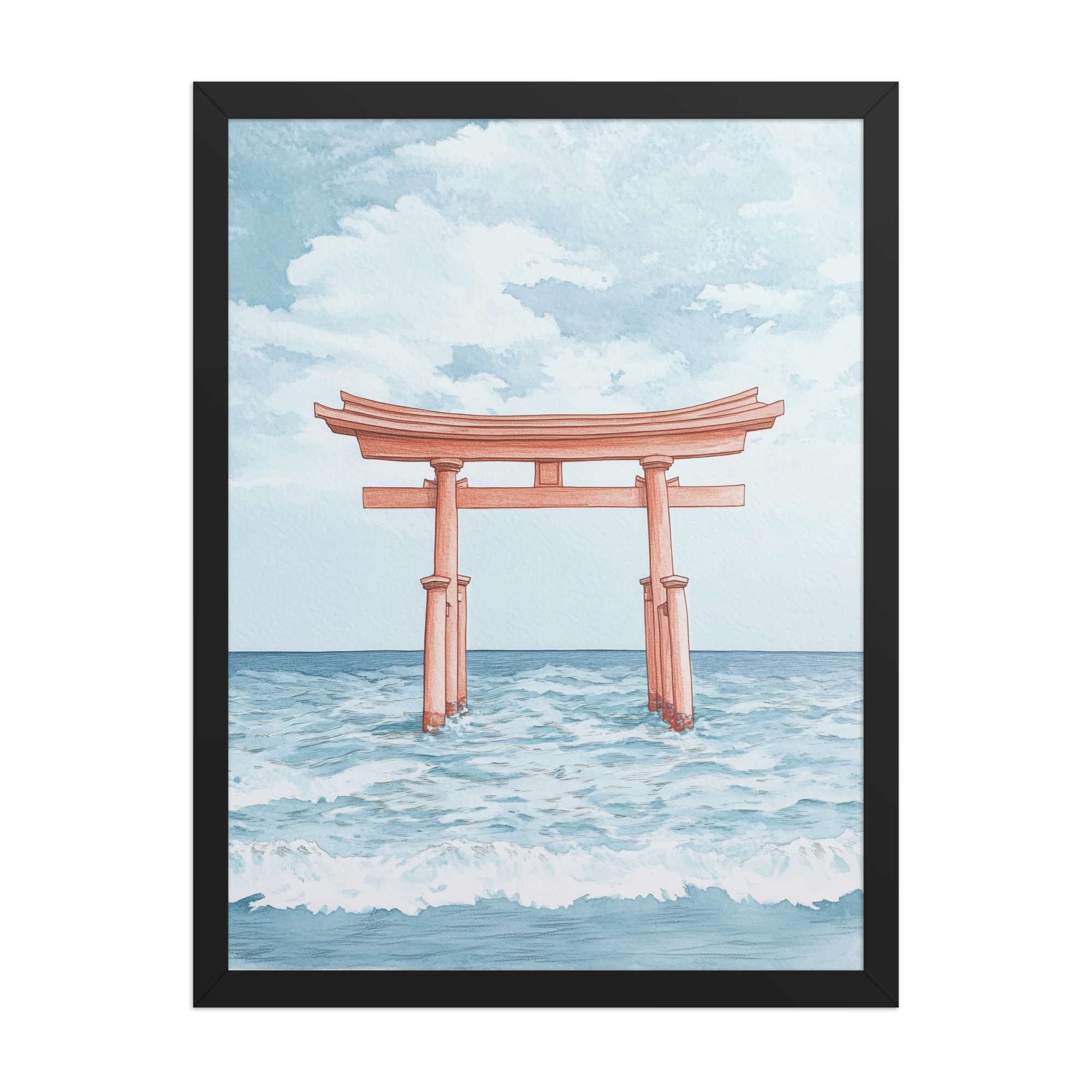 enhanced-matte-paper-framed-poster-in-black-18x24-front-68f9d2fccea4a.jpg Torii Gate Waves — Coastal Shinto Shrine Wall Decor — Framed Poster - Image 7