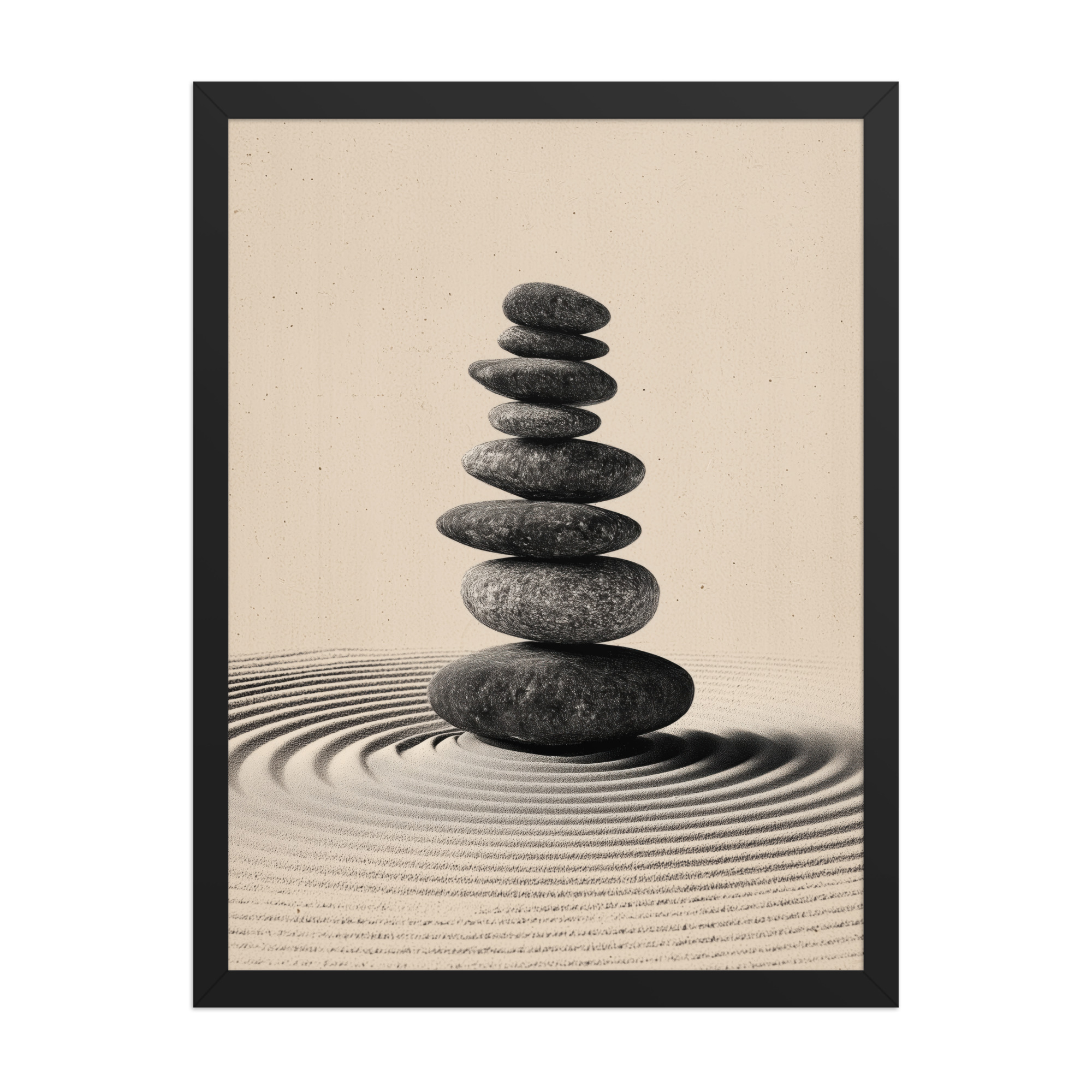 enhanced-matte-paper-framed-poster-in-black-18x24-front-68f9e460bff56.jpg Balanced Stillness – Stacked Stones I Neutral Zen Stones Wall Art – Framed Poster - Image 7