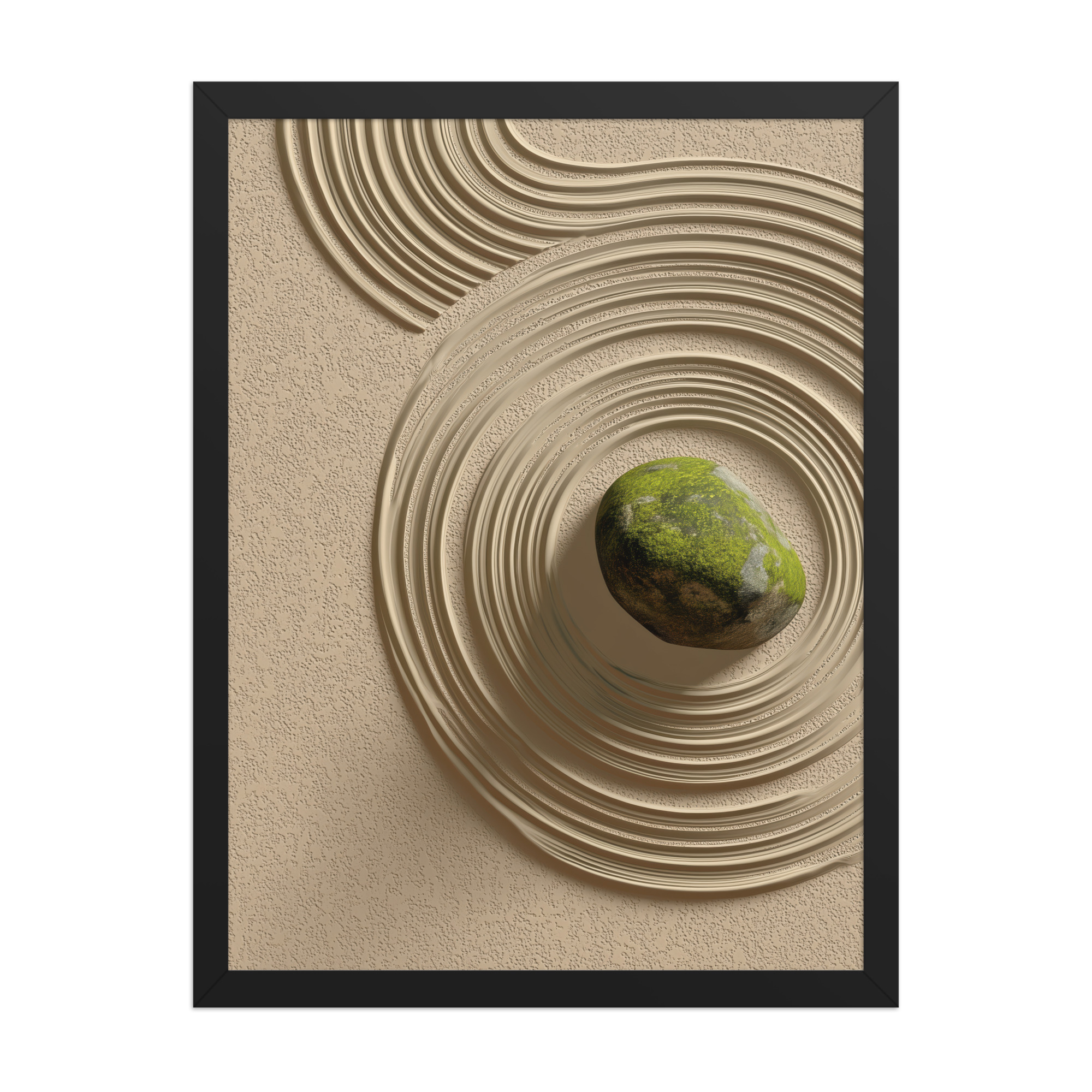 enhanced-matte-paper-framed-poster-in-black-18x24-front-68f9e5b7c7340.jpg Zen Garden Harmony – Moss Stone I Minimal Wall Art – Framed Poster - Image 6