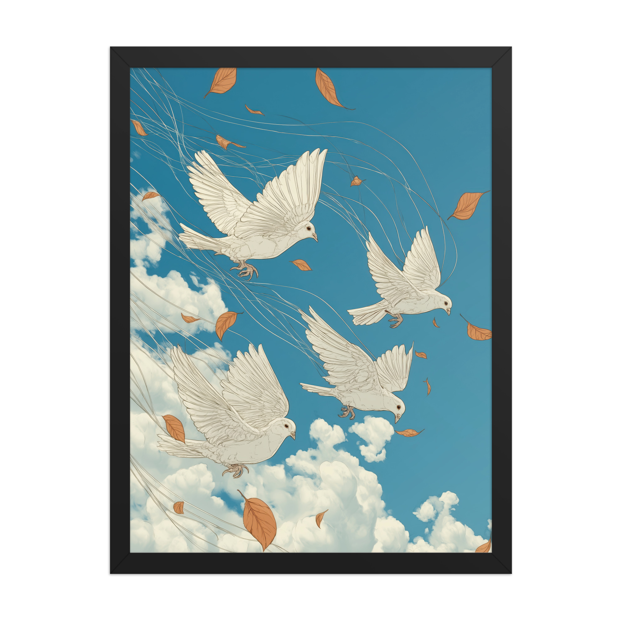 enhanced-matte-paper-framed-poster-in-black-18x24-front-68f9f7504e864.jpg White Doves in Wind (Hokusai) – Autumn Leaves in Flight Ukiyo-e Wall Decor – Framed Poster - Image 5