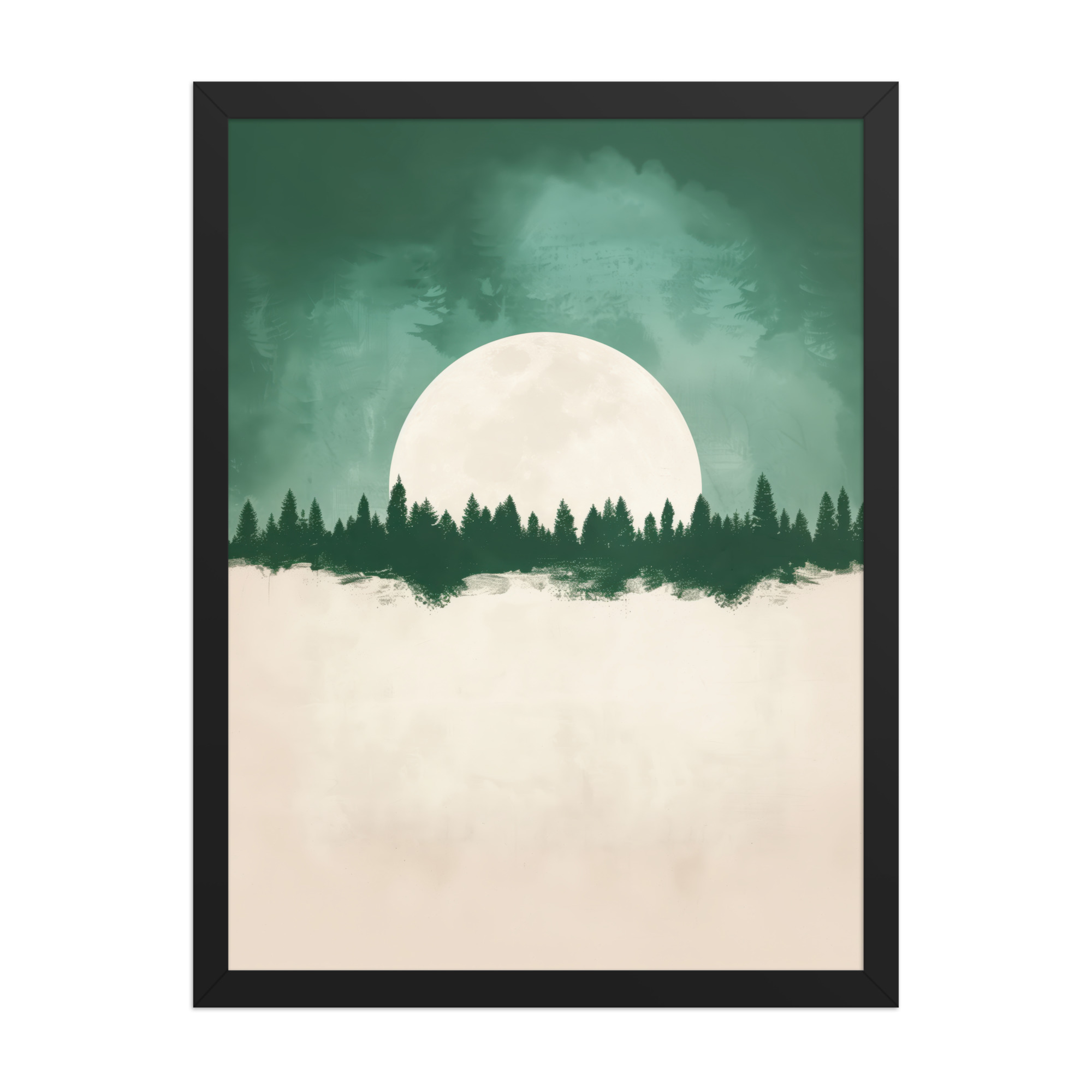 enhanced-matte-paper-framed-poster-in-black-18x24-front-68f9fe4f646ce.jpg Forest Glow Under a Full Moon — Minimal Landscape Wall Decor — Framed Poster - Image 6