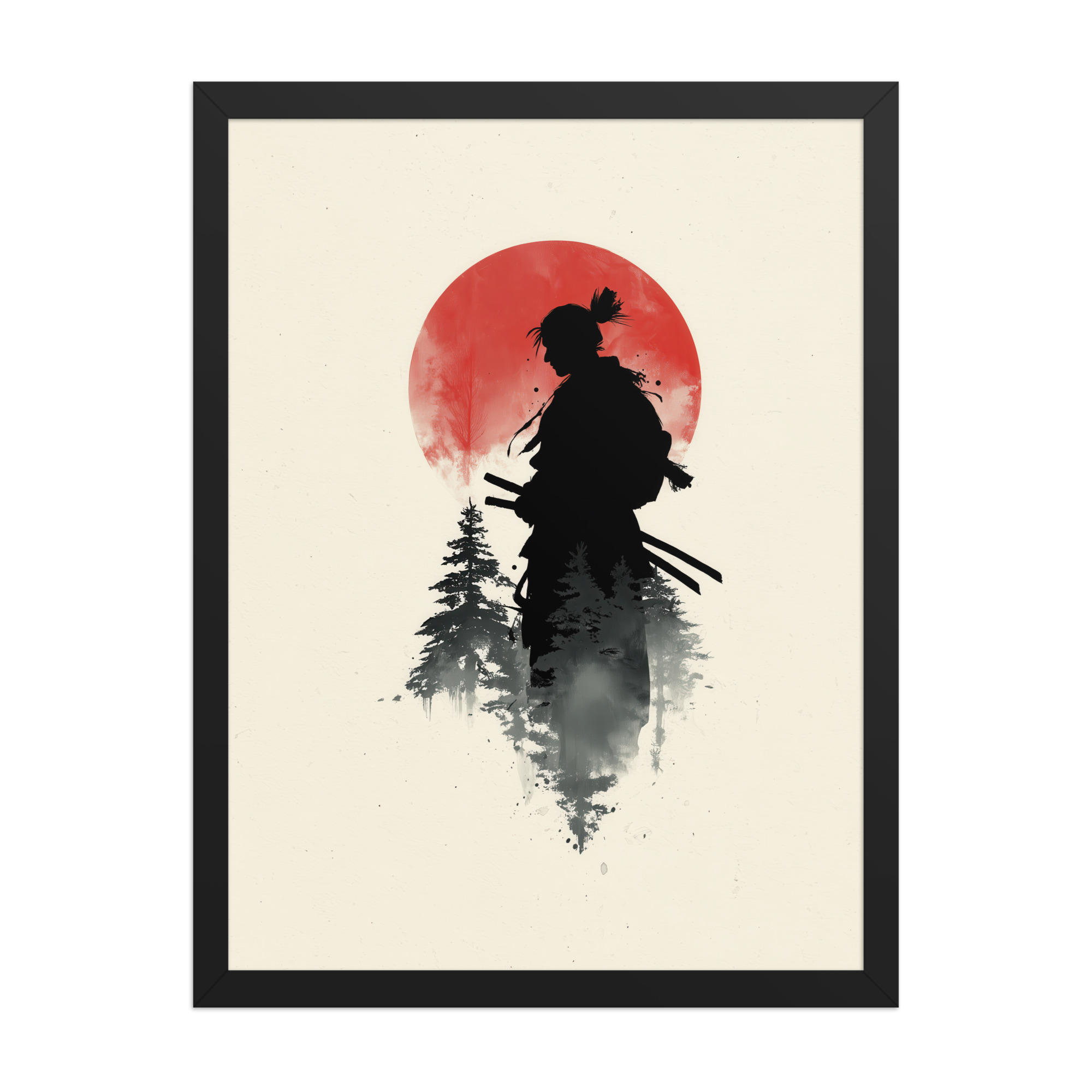 enhanced-matte-paper-framed-poster-in-black-18x24-front-68fa15d359158.jpg Silent Watch Samurai II – Minimalist Japandi Samurai Minimal Japanese Decor – Framed Poster - Image 7